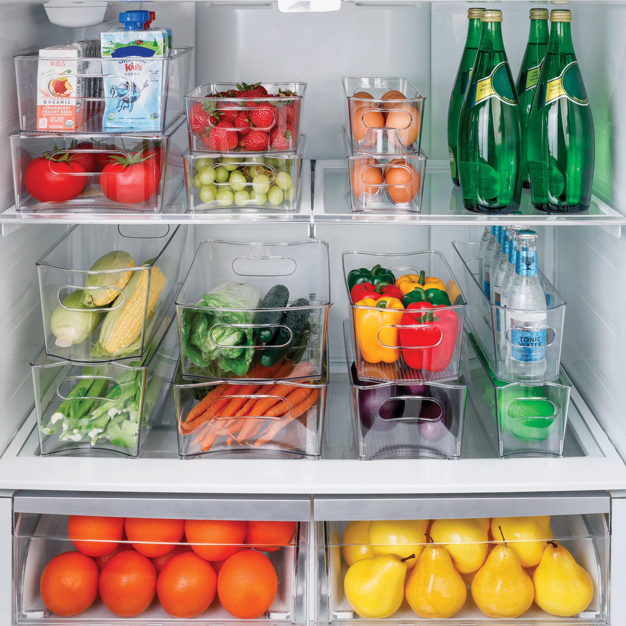 Smart Design Set of 18 Clear Refrigerator & Freezer Organization Bins