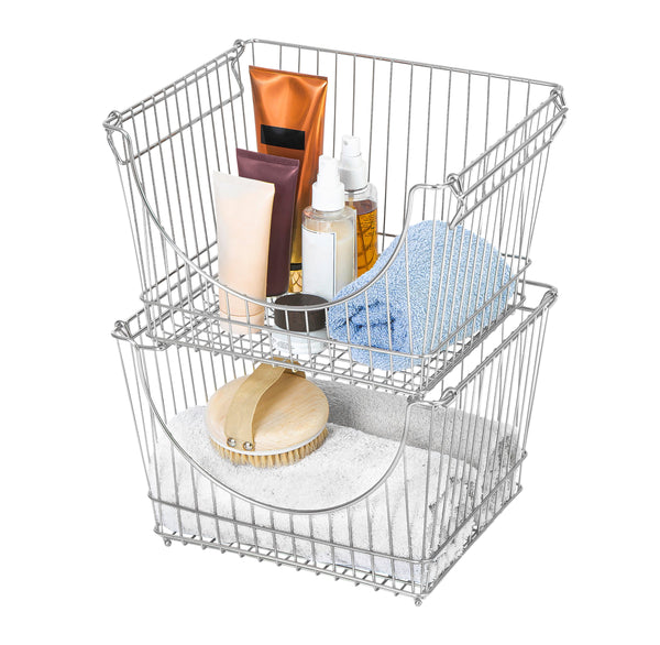 Large Metal Wire Stacking Baskets with Handles - Smart Design® 1