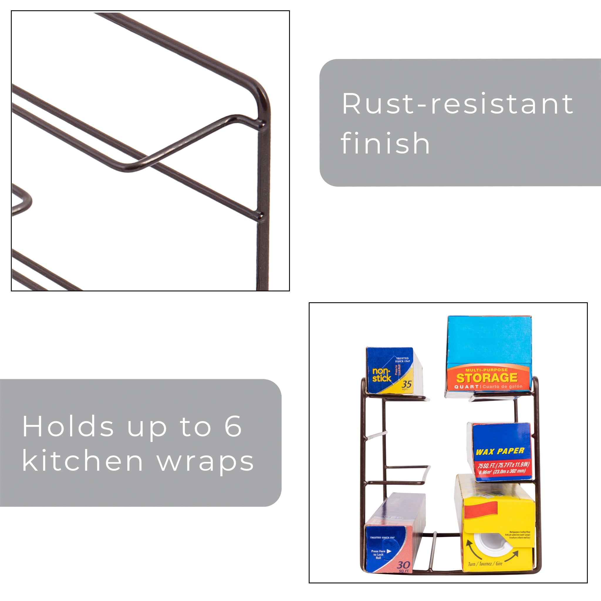 3-Tier Kitchen Foil Wrap Holder Organizer - Bronze - Smart Design® 5