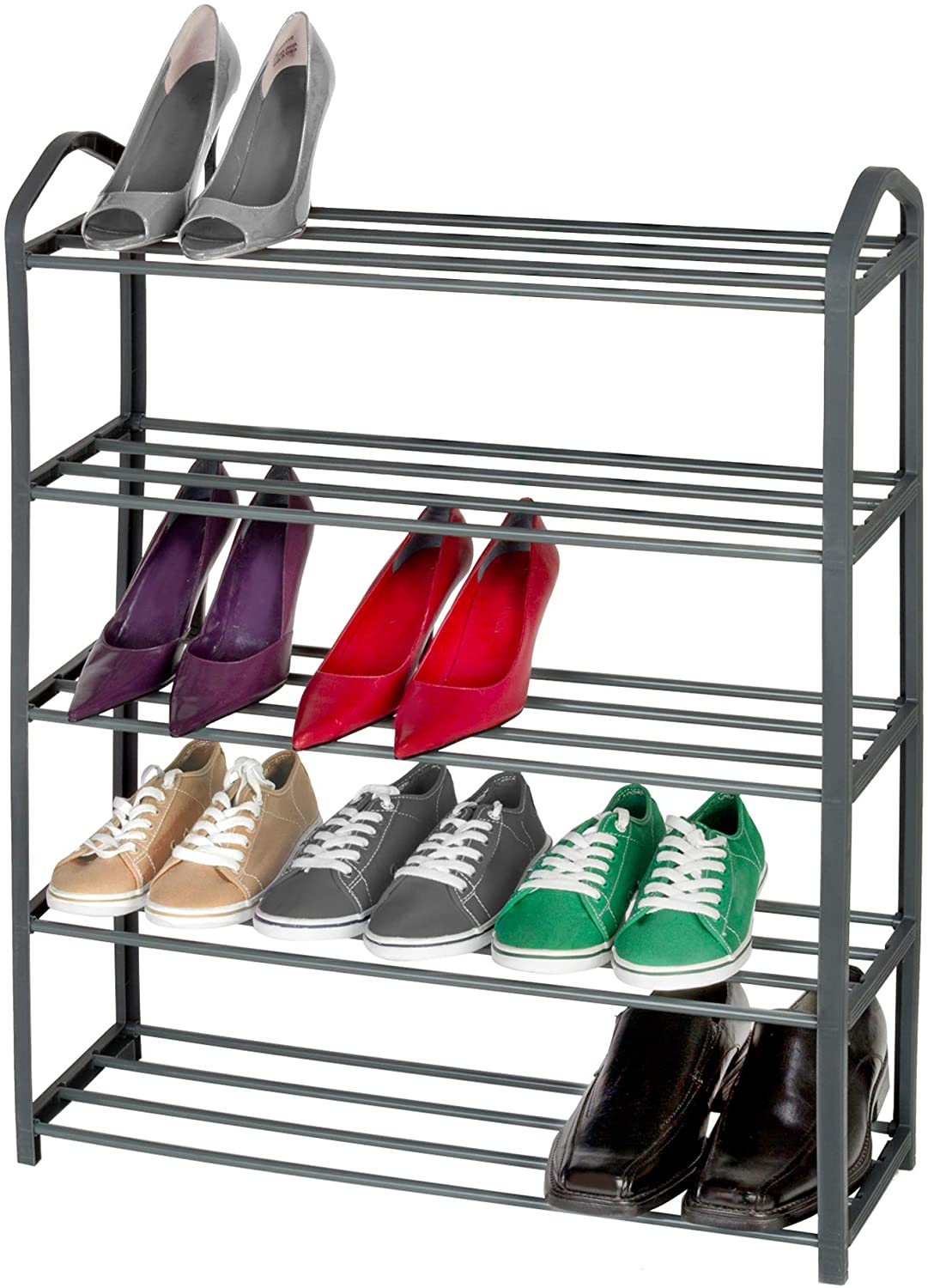8 Tier Shoe Rack, Narrow Shoe Storage Organizer with 7 Metal Shelves