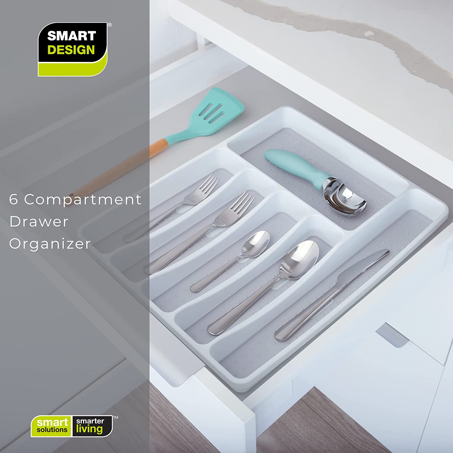 6-Compartment Plastic Drawer Organizer - Smart Design® 7