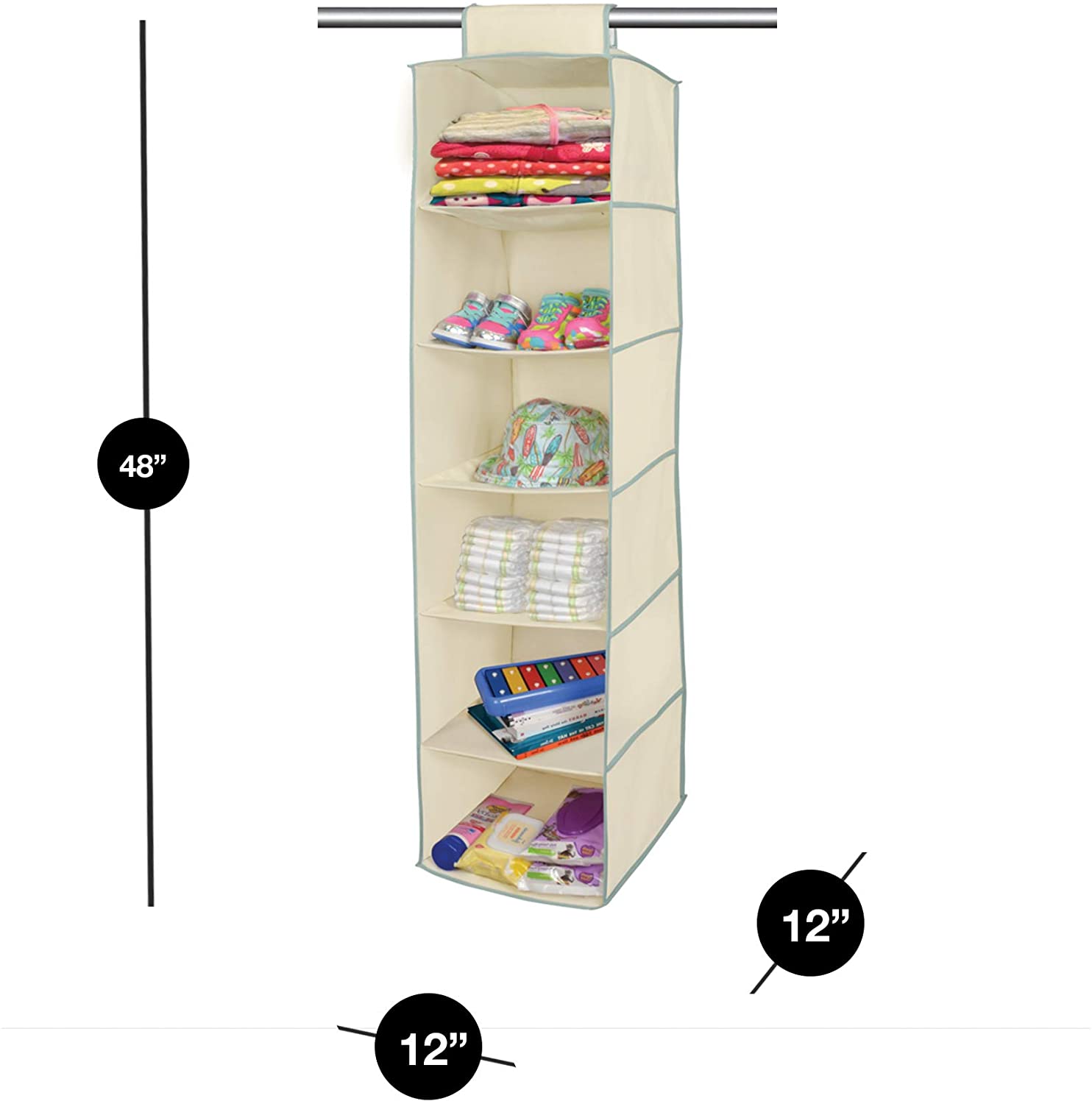 6-Shelf Hanging Closet Organizer with Velcro Hook and Loop - Smart Design® 14