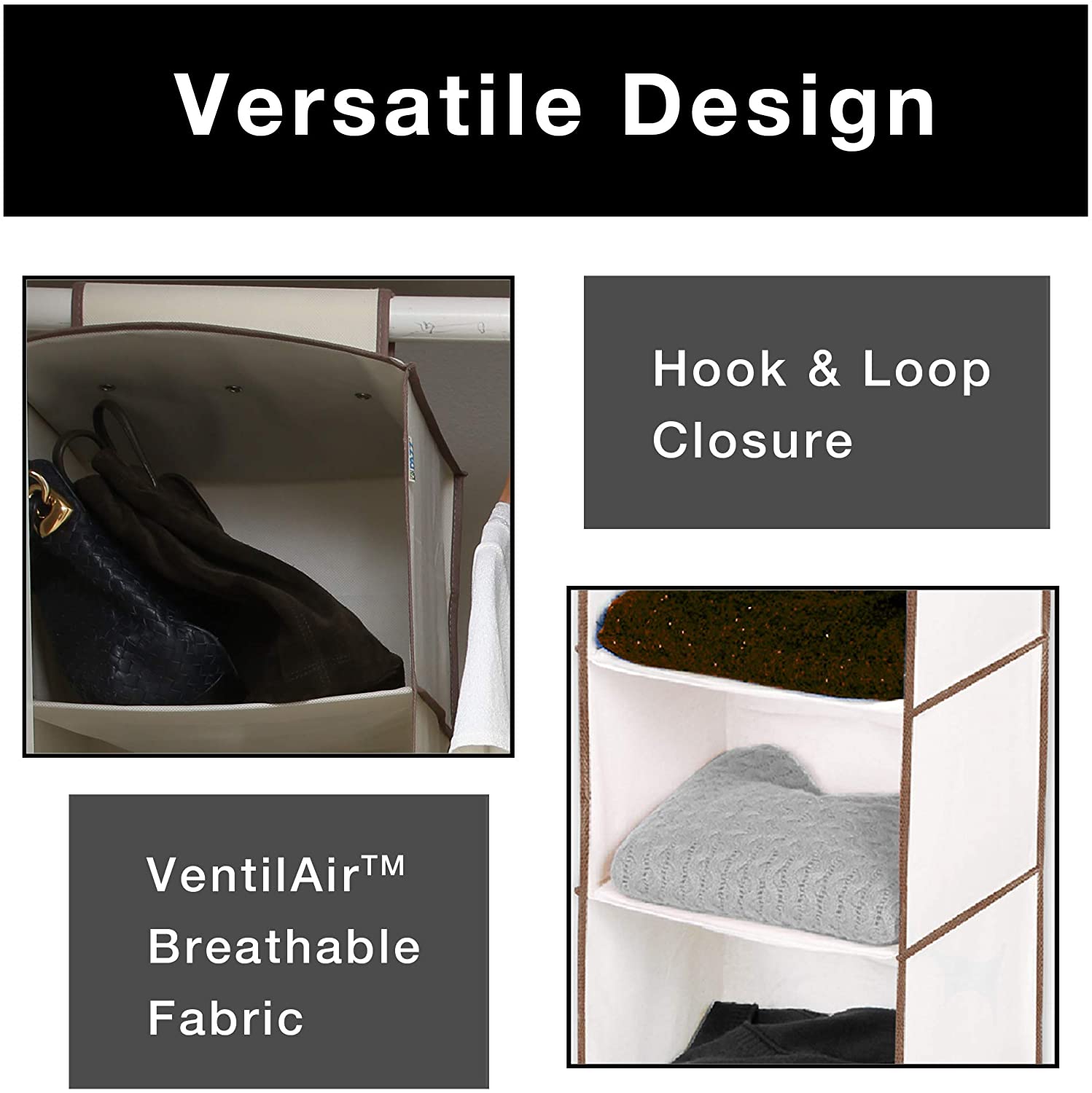 6-Shelf Hanging Closet Organizer with Velcro Hook and Loop - Smart Design® 8