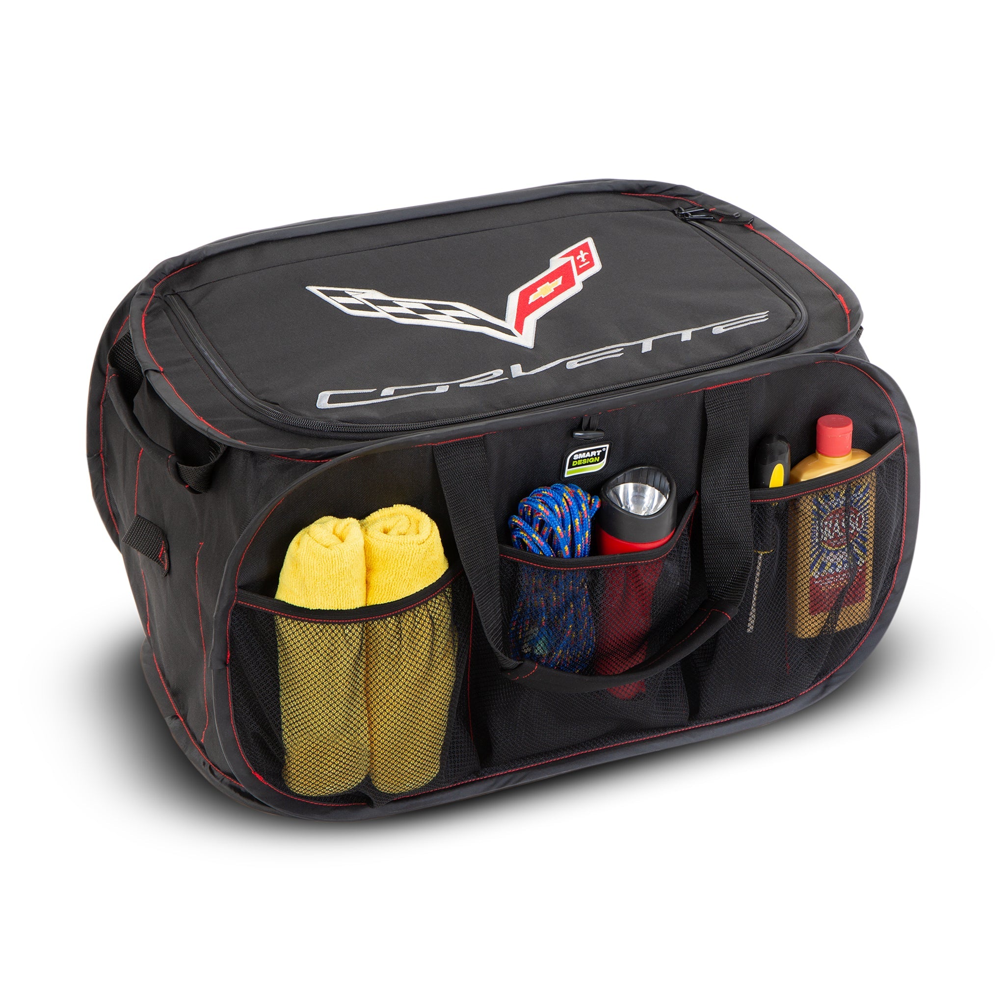 Chevrolet Pop Up Trunk Organizer with Easy Carry Handles, Side Pockets, and Zipper Top - Smart Design® 1