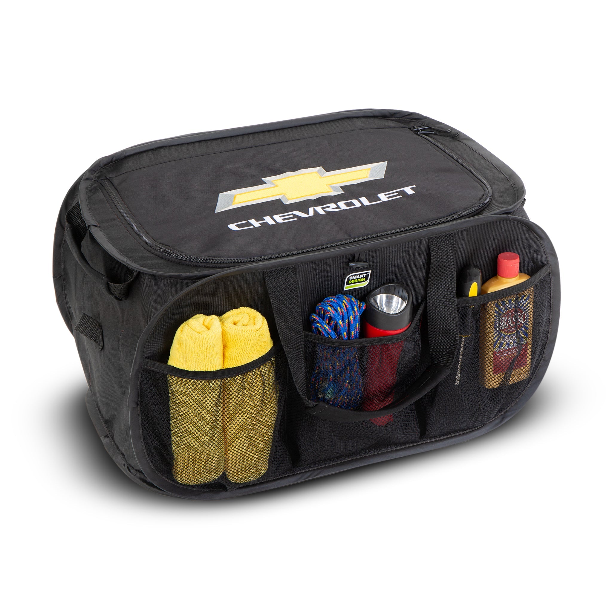 Chevrolet Pop Up Trunk Organizer with Easy Carry Handles, Side Pockets, and  Zipper Top