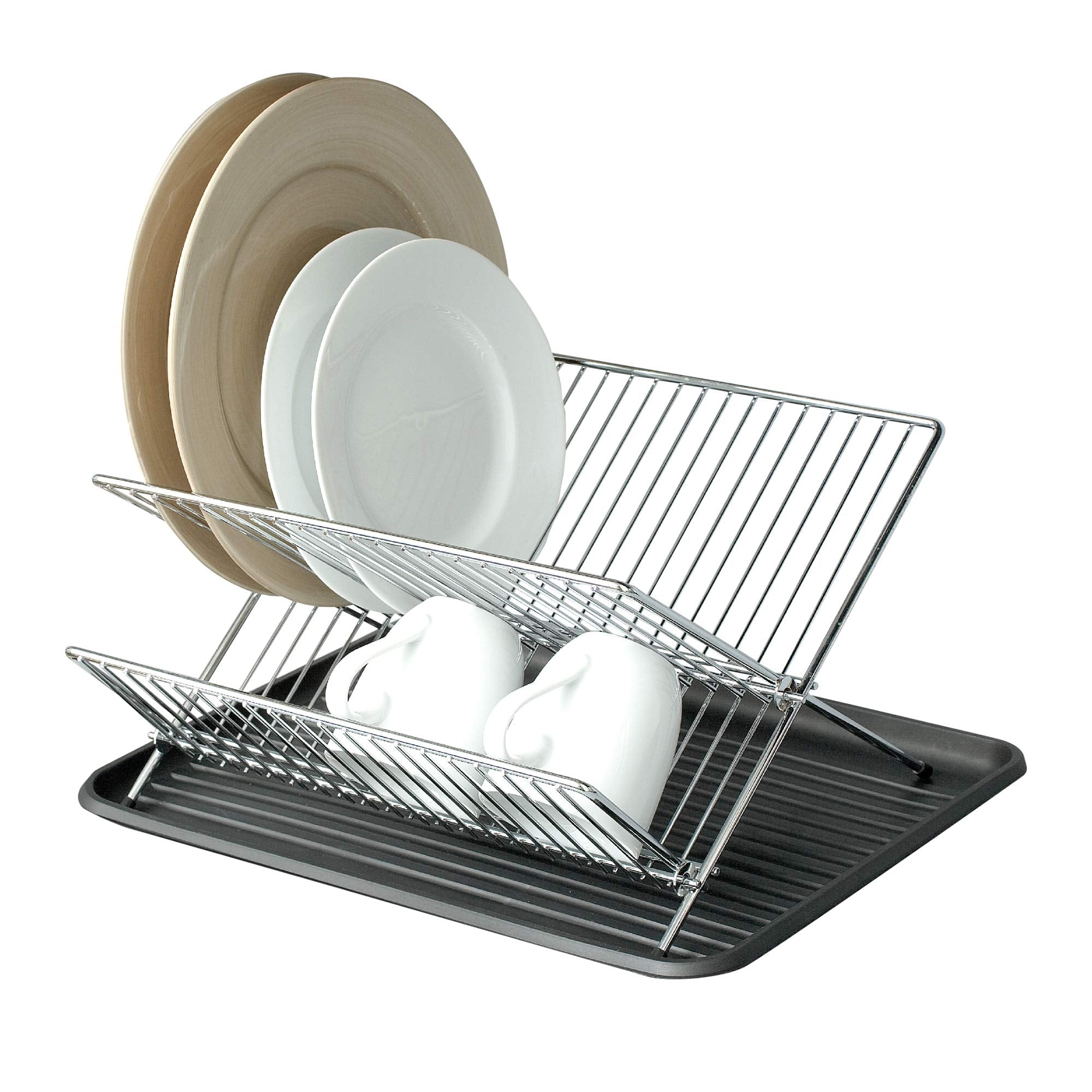 Bamboo 2-Tier Foldable Dish Drying Rack Over Sink