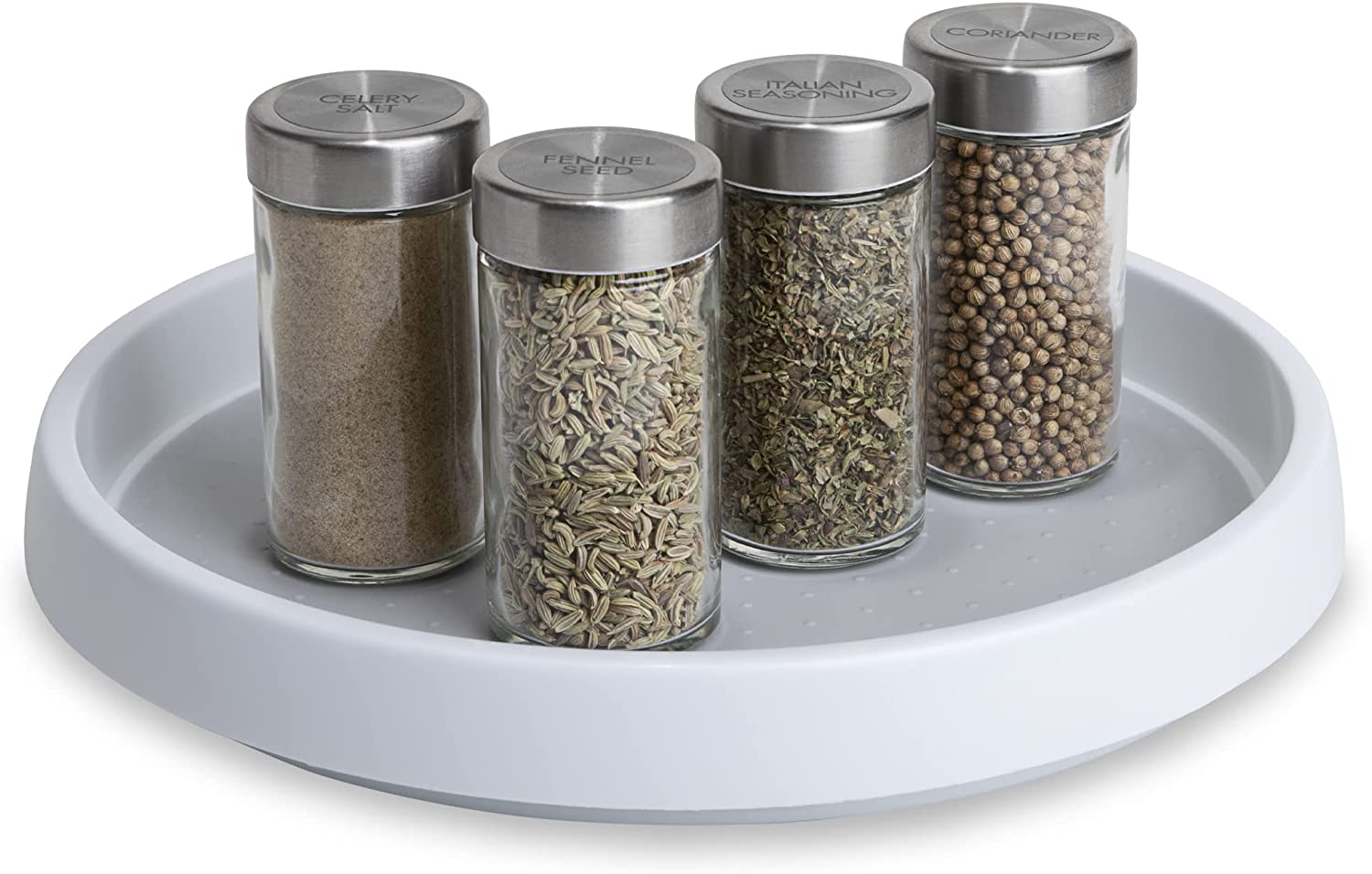 LANDNEOO 10 Inch Non-Skid Lazy Susan (2-Pack) | White & Gray Turntable For Cabinets