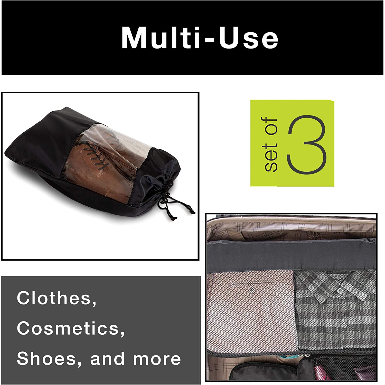 Mesh Travel And Shoe Bag 3 Piece Set - Smart Design® 8