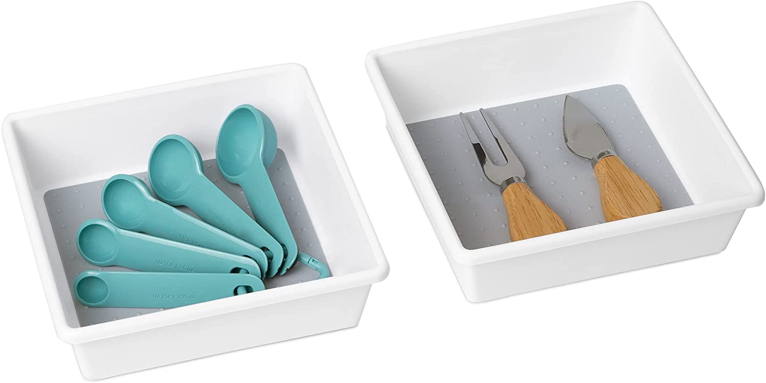 Plastic Drawer Organizer - BPA Free - 6.75 x 6.75 Inch - White | Smart Design Kitchen Plastic Drawer Organizer - BPA Free - 6.75 x 6.75 Inch - White | Smart Design Kitchen