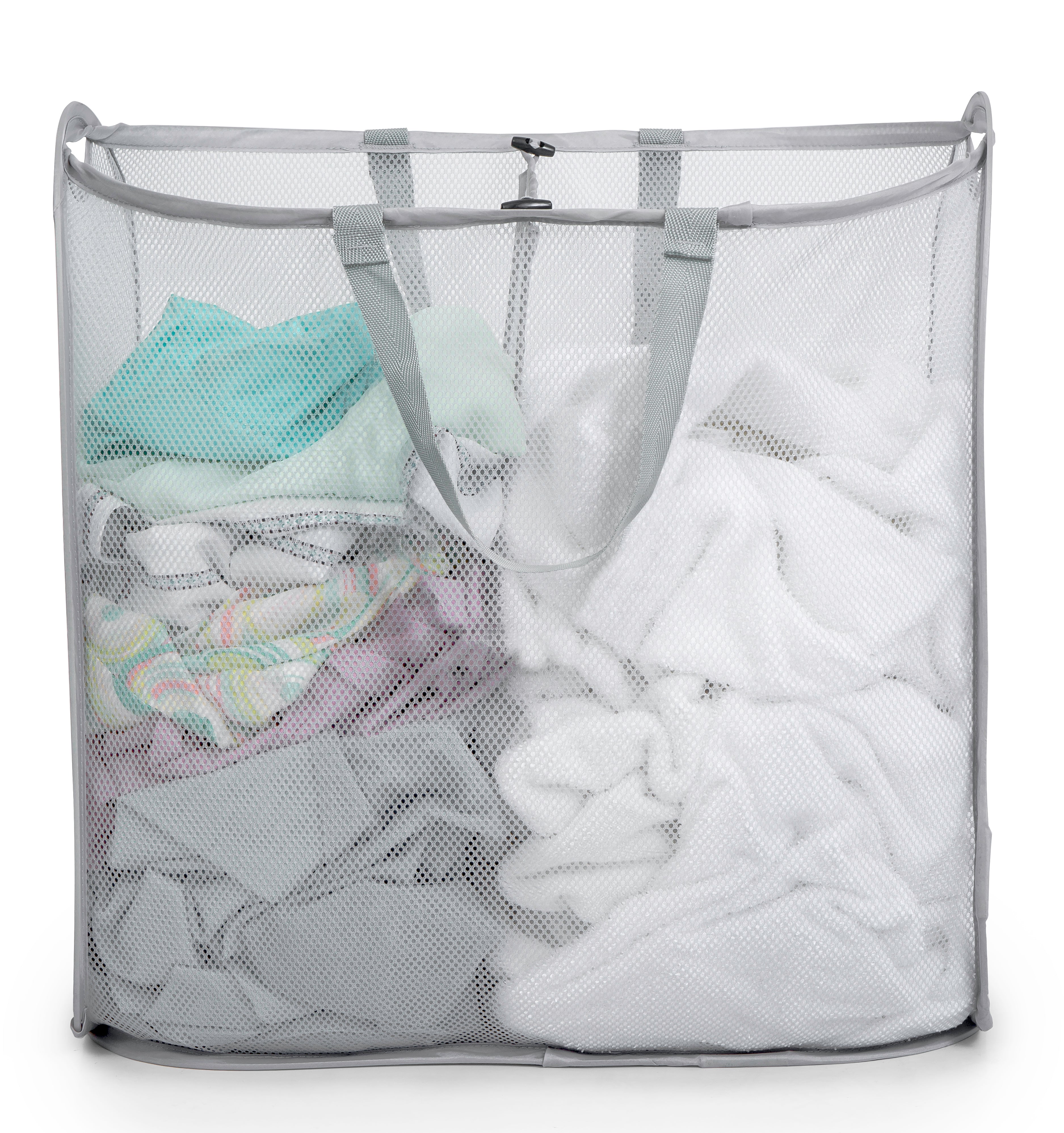 Slim Pop-Up Laundry Hamper with Center Divider & Portable Handles - Smart Design® 2