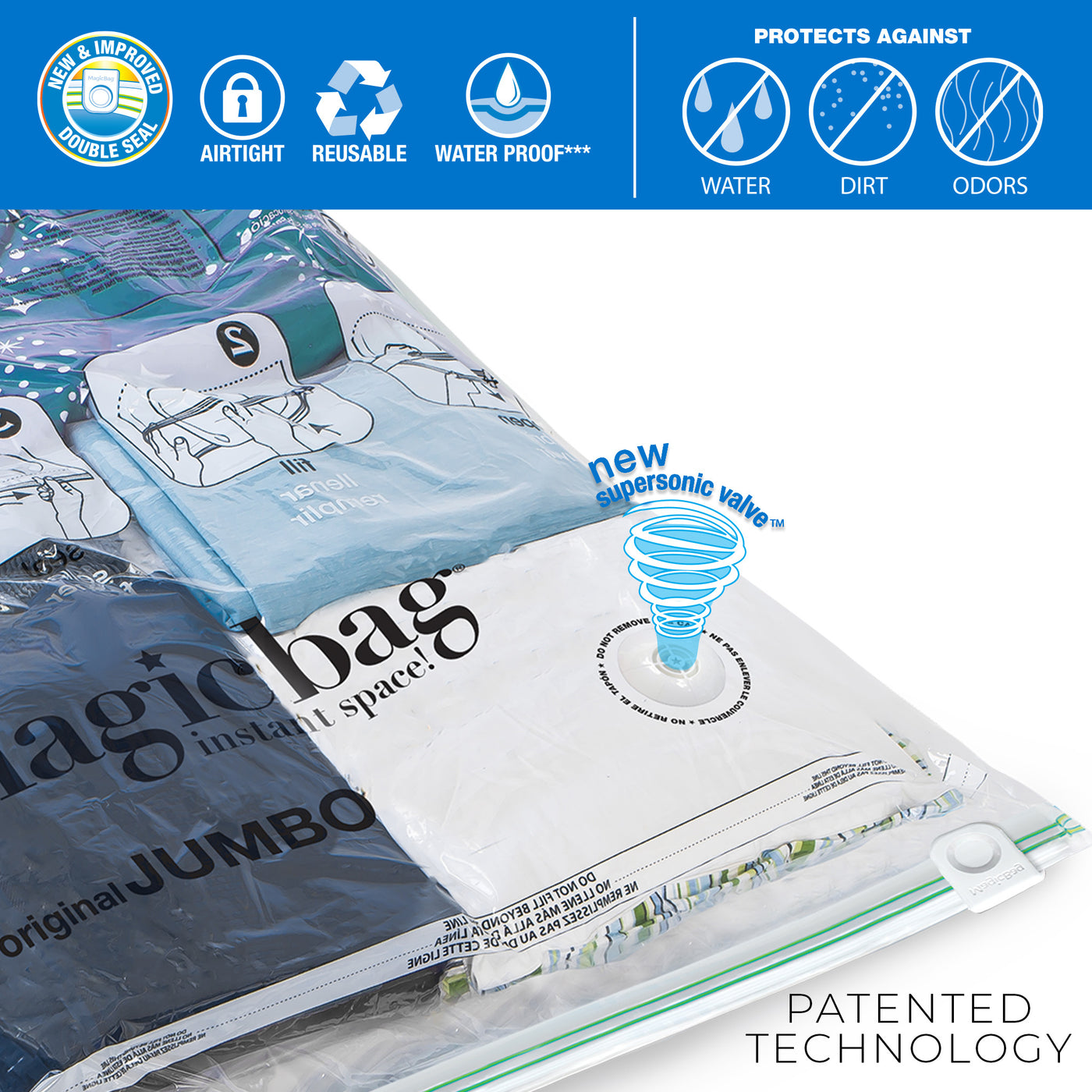 MagicBag™ Instant Space – 8 Jumbo Flat Vacuum-Seal Storage Bags