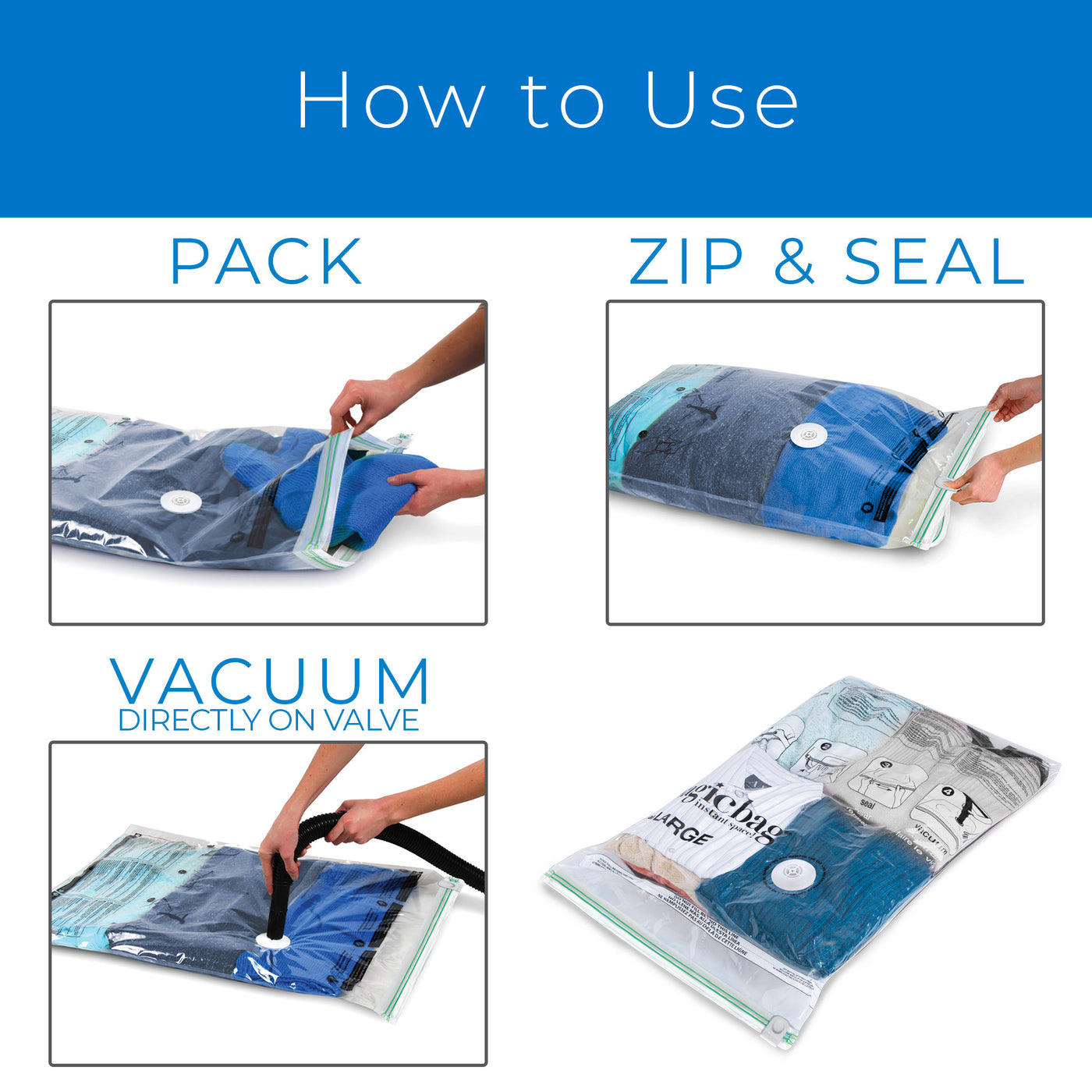 MagicBag™ Instant Space – Heavy Duty Large Flat Vacuum-Seal Storage Bags