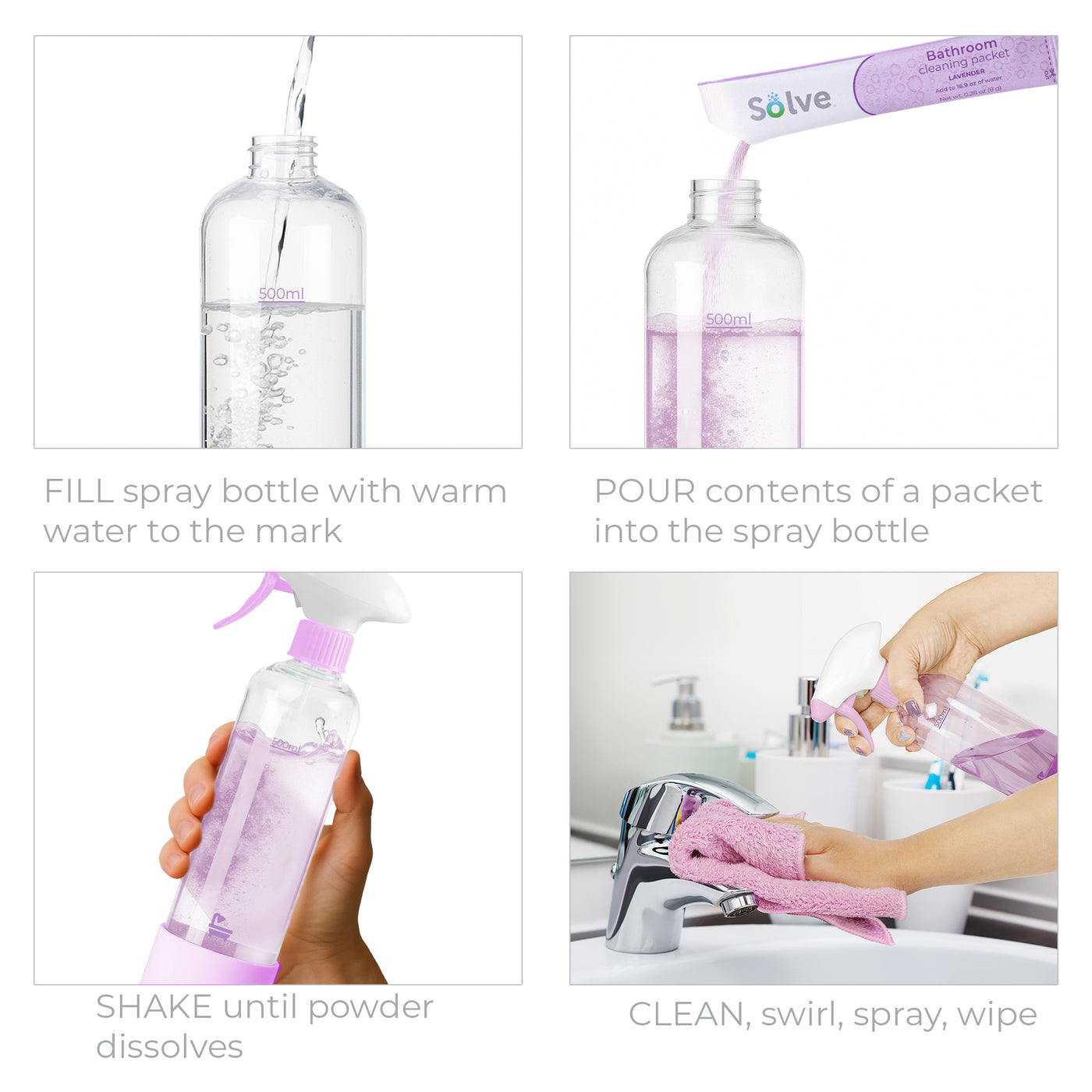 Solve™ Bottle, Cleaning Packets, & Cloth Cleaning Cloth Kit