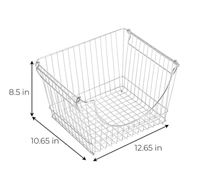 Large Metal Wire Stacking Baskets with Handles
