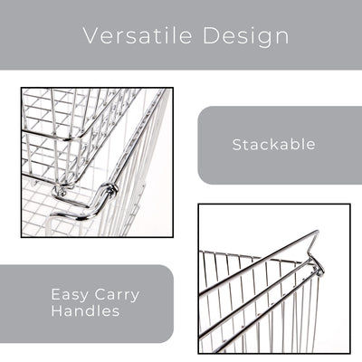 Large Metal Wire Stacking Baskets with Handles