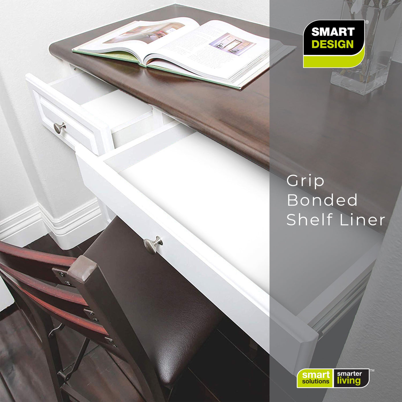 Bonded Grip Shelf Liner - 12 Inch x 10 Feet - Non - Adhesive - Smart Design® 6