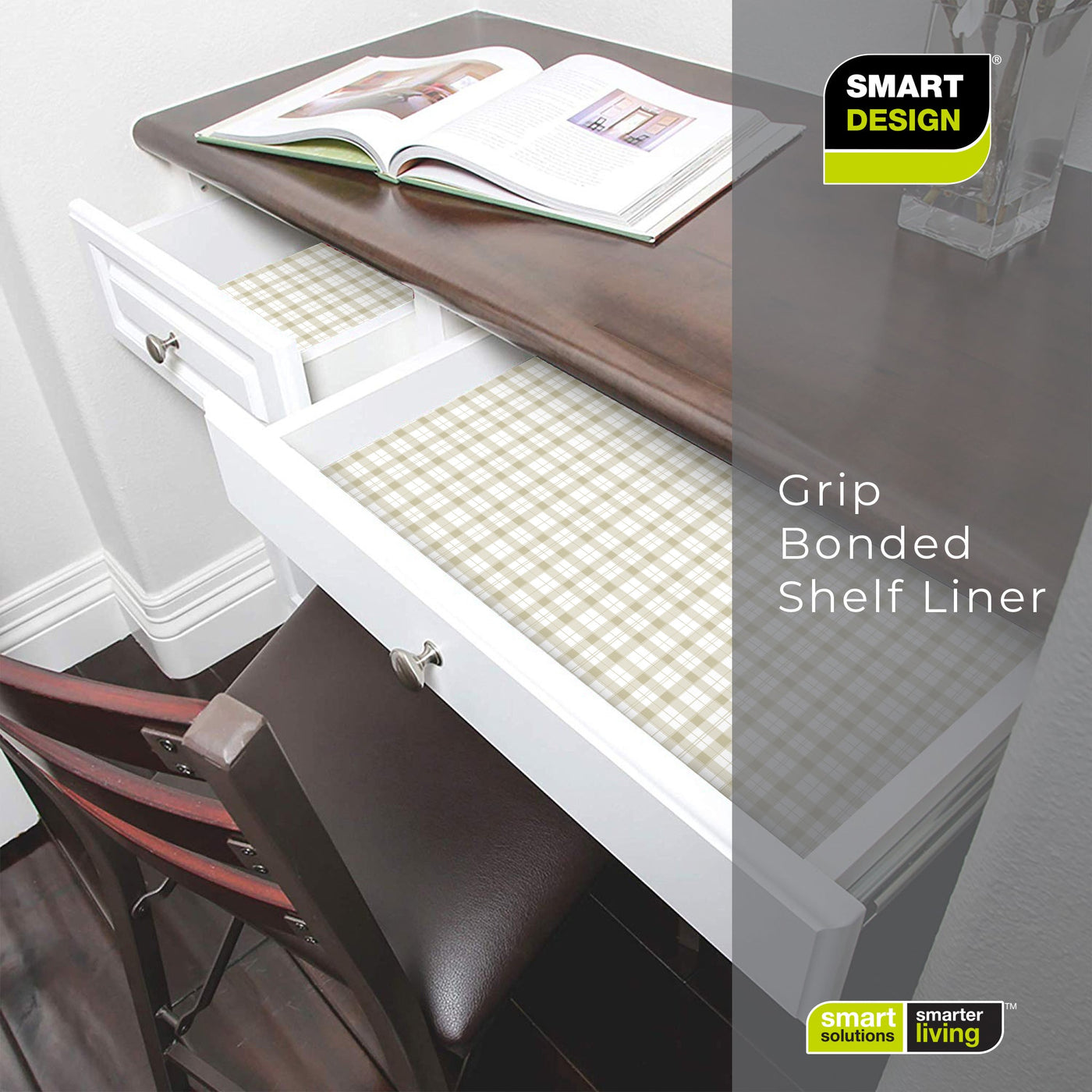 Bonded Grip Shelf Liner - 12 Inch x 10 Feet - Non - Adhesive - Smart Design® 22