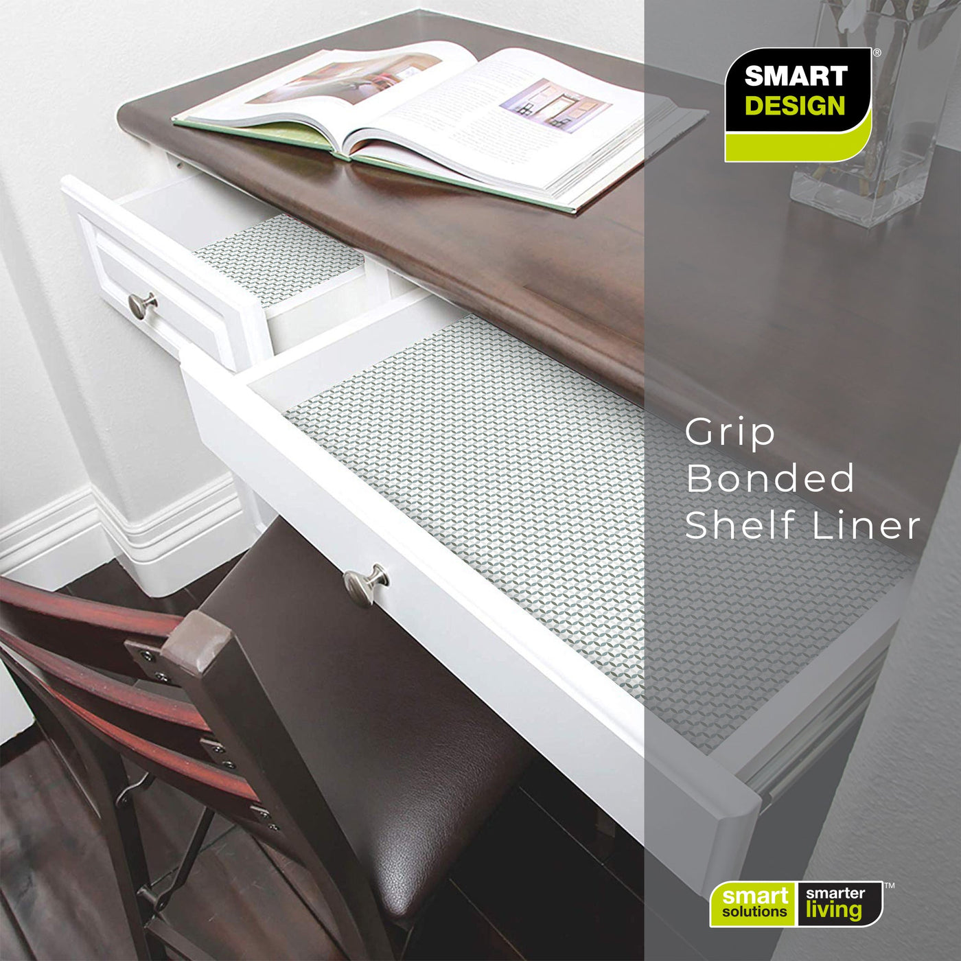 Bonded Grip Shelf Liner - 12 Inch x 10 Feet - Non - Adhesive - Smart Design® 34