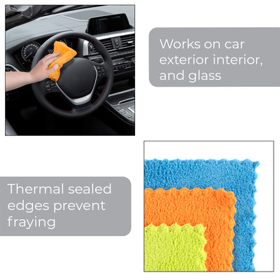 Coral - Fleece Auto Detailing Cleaning Cloth - Set of 6 - 18 x 12 inches - Smart Design® 4