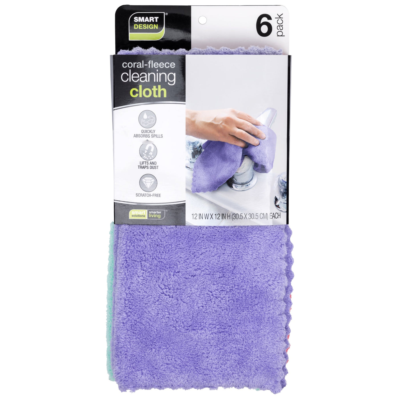 Coral - Fleece Cleaning Cloth - Set of 6 - 12 x 12 inches - Smart Design® 2