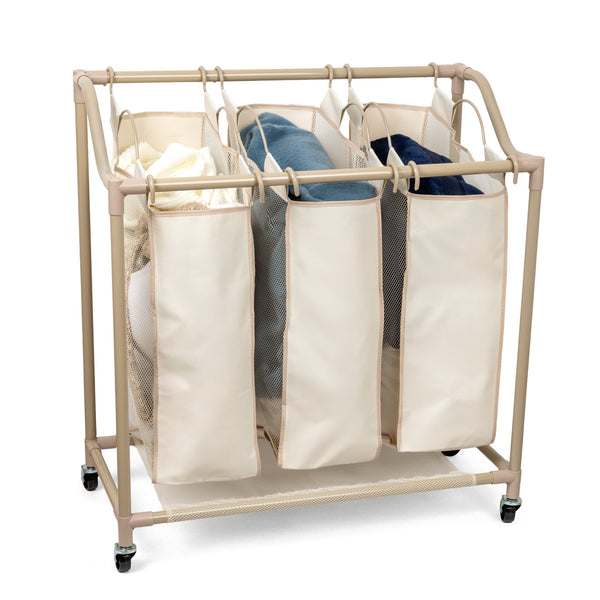 Deluxe 3-Compartment Rolling Laundry Sorter - Smart Design® 1