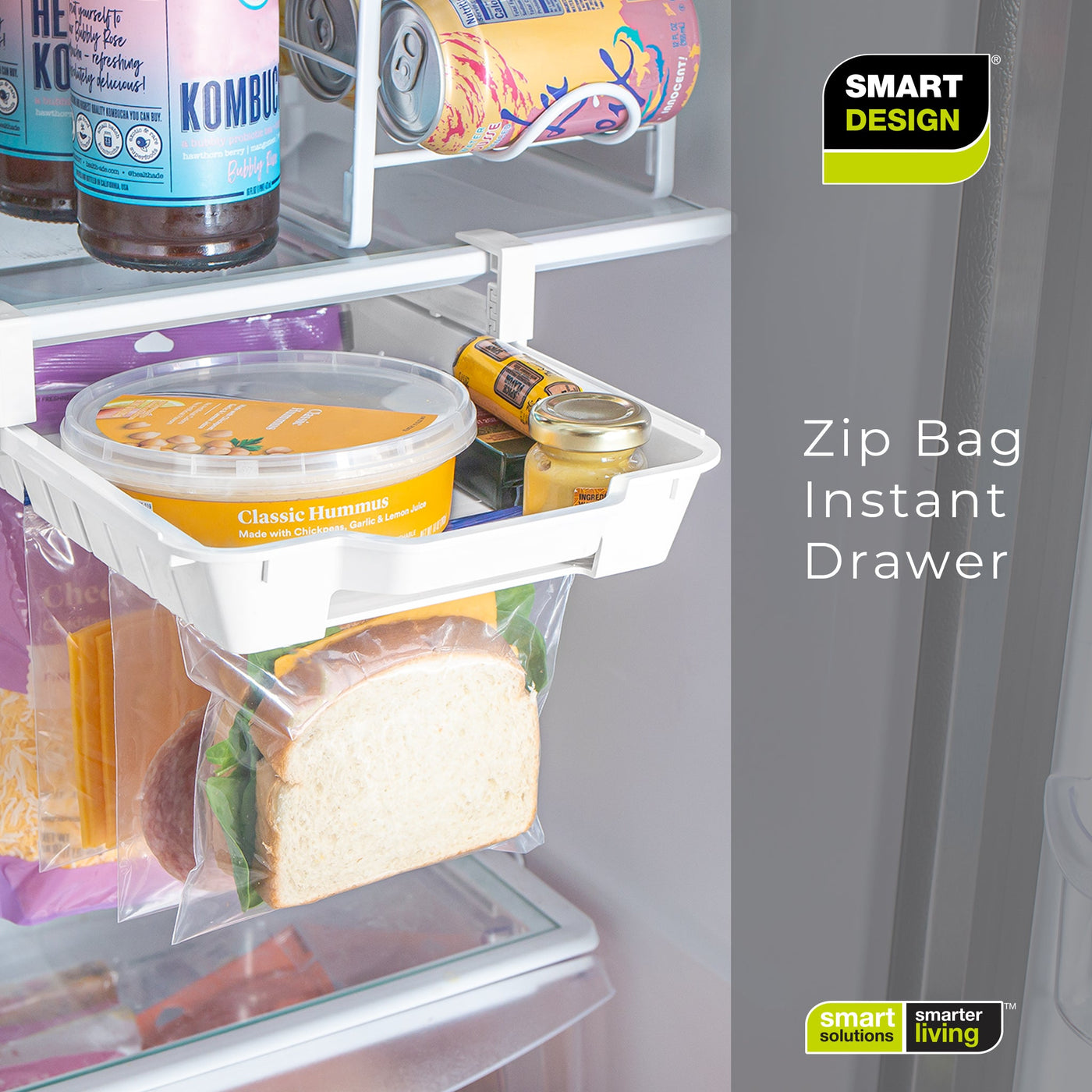Hanging Zip Bag Pull - Out Refrigerator Drawer Organizer - Smart Design® 6
