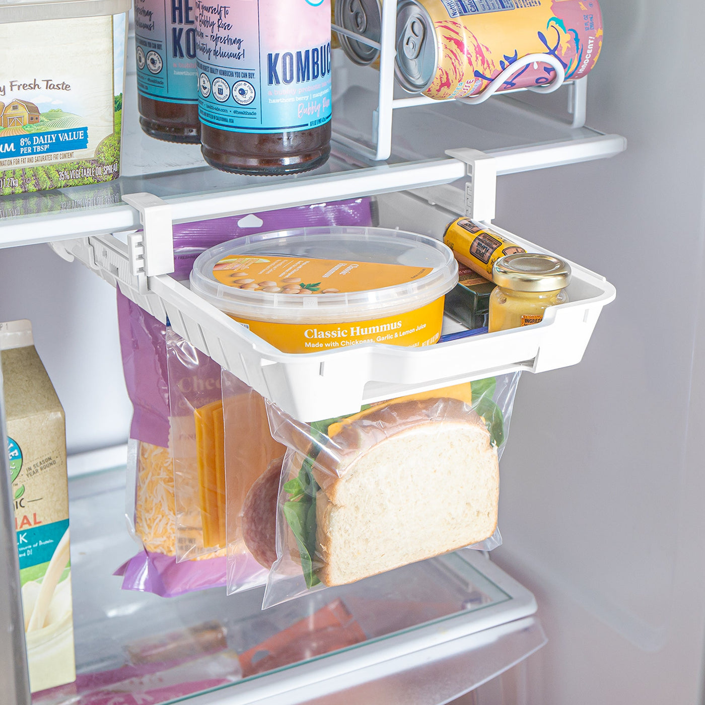 Hanging Zip Bag Pull - Out Refrigerator Drawer Organizer - Smart Design® 2