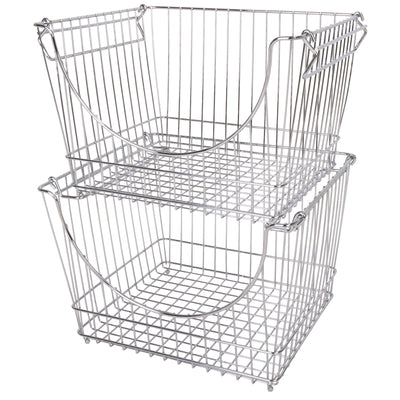 Large Metal Wire Stacking Baskets with Handles - Smart Design® 10