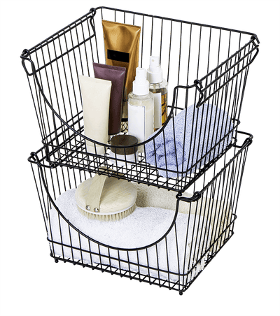 Large Metal Wire Stacking Baskets with Handles - Smart Design® 8