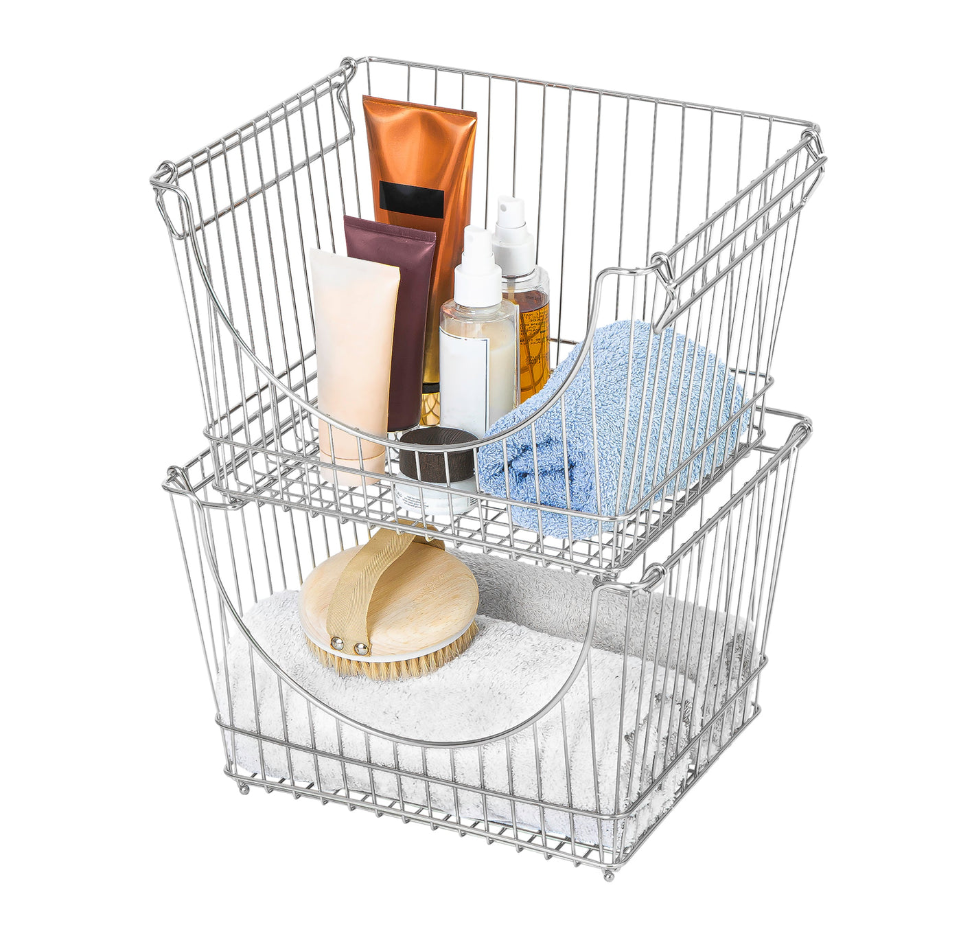 Large Metal Wire Stacking Baskets with Handles - Smart Design® 1