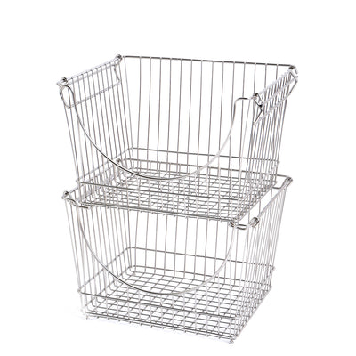 Large Metal Wire Stacking Baskets with Handles - Smart Design® 3
