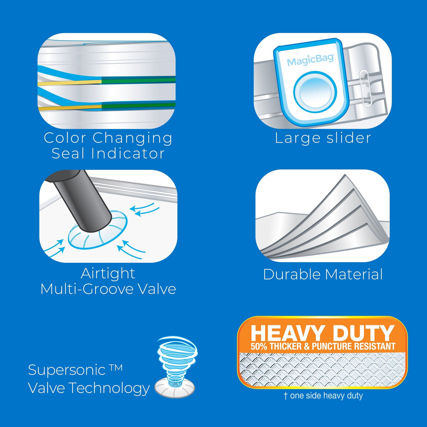 MagicBag™ by Smart Design Large Flat Heavy Duty Vacuum Sealed Closet Organizers, Clear, 12 Pack - Smart Design® 5