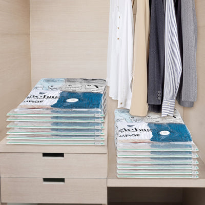 MagicBag™ by Smart Design Large Flat Heavy Duty Vacuum Sealed Closet Organizers, Clear, 12 Pack - Smart Design® 4