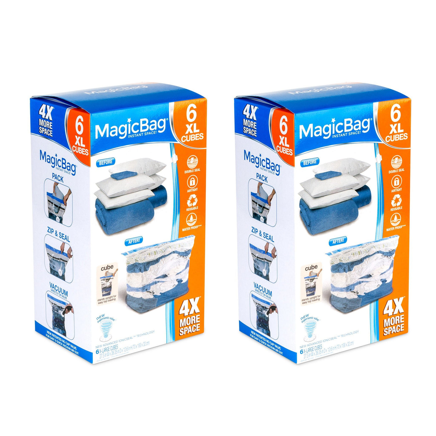 MagicBag™ by Smart Design X - Large Cube Vacuum Sealed Closet Organizers, Clear, 12 Pack - Smart Design® 1