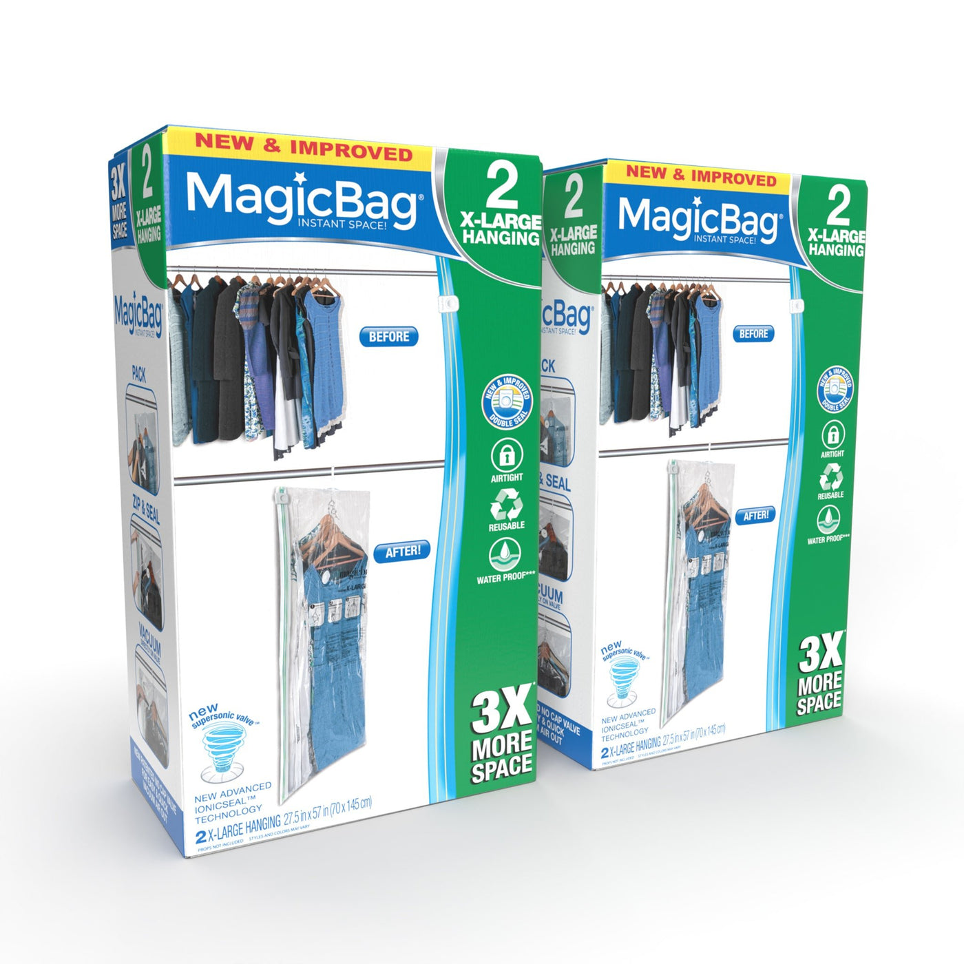 MagicBag™ by Smart Design X - Large Hanging Dress Vacuum Sealed Closet Organizers, Clear, 4 Pack - Smart Design® 1