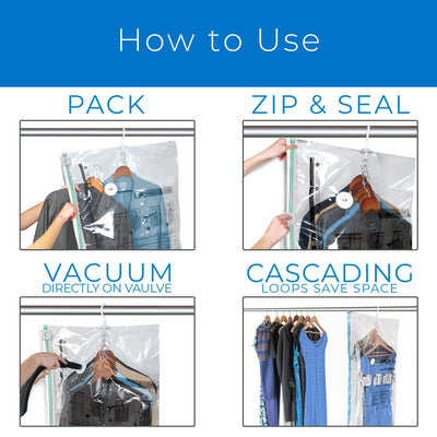 MagicBag™ by Smart Design X - Large Hanging Dress Vacuum Sealed Closet Organizers, Clear, 4 Pack - Smart Design® 8