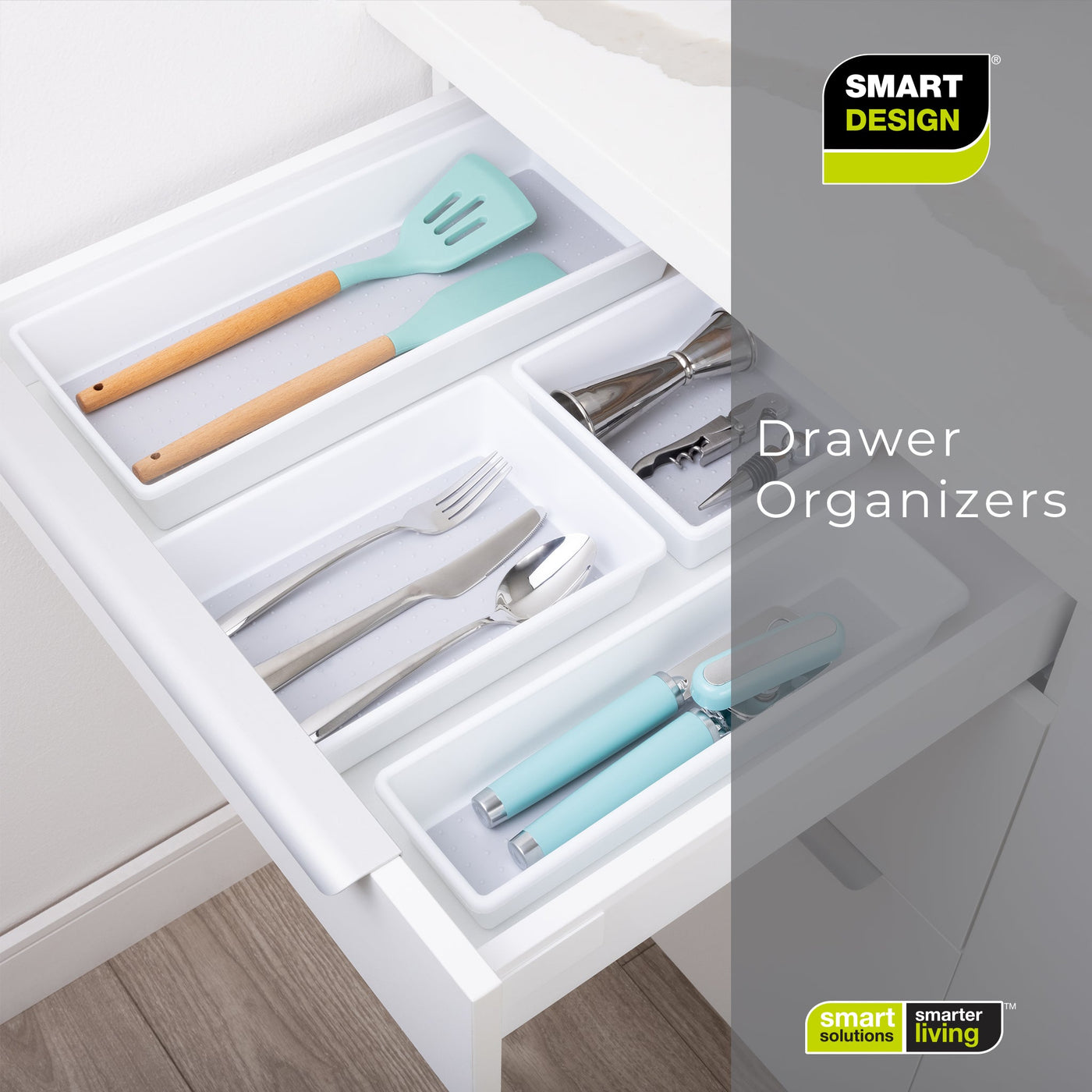 Plastic Drawer Organizer - BPA Free - 16 x 6.75 Inch - White - Smart Design® 8