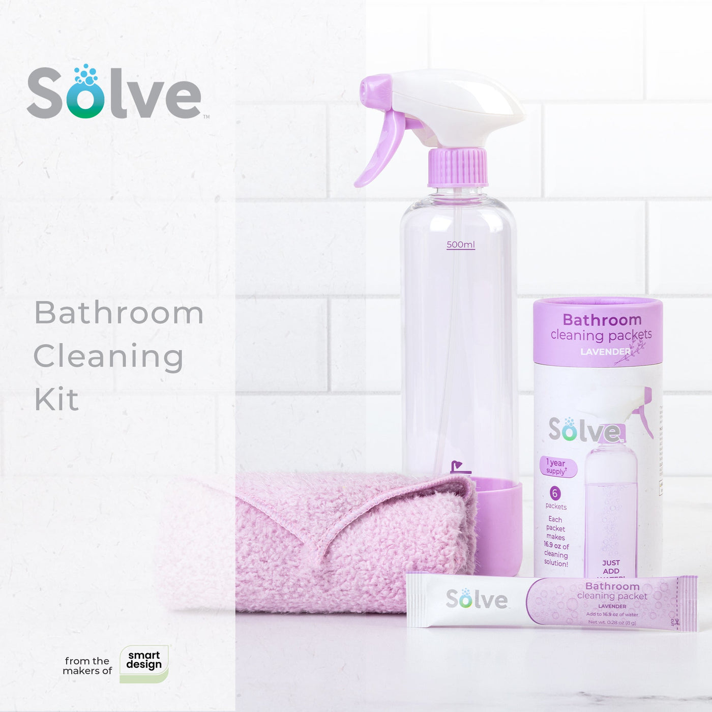 Solve™ Bottle, Cleaning Packets, & Cloth Cleaning Cloth Kit - Smart Design® 22