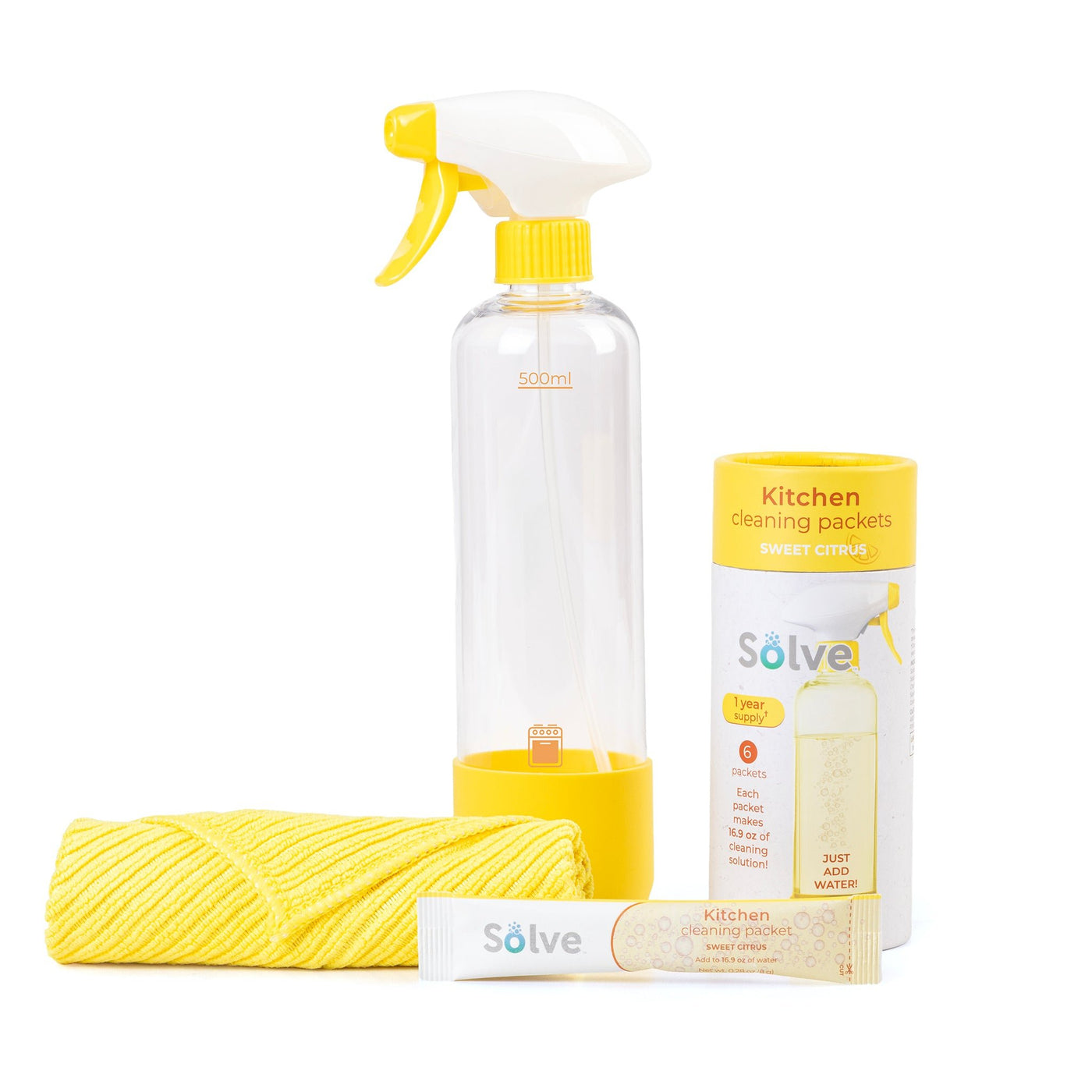 Solve™ Bottle, Cleaning Packets, & Cloth Cleaning Cloth Kit - Smart Design® 32