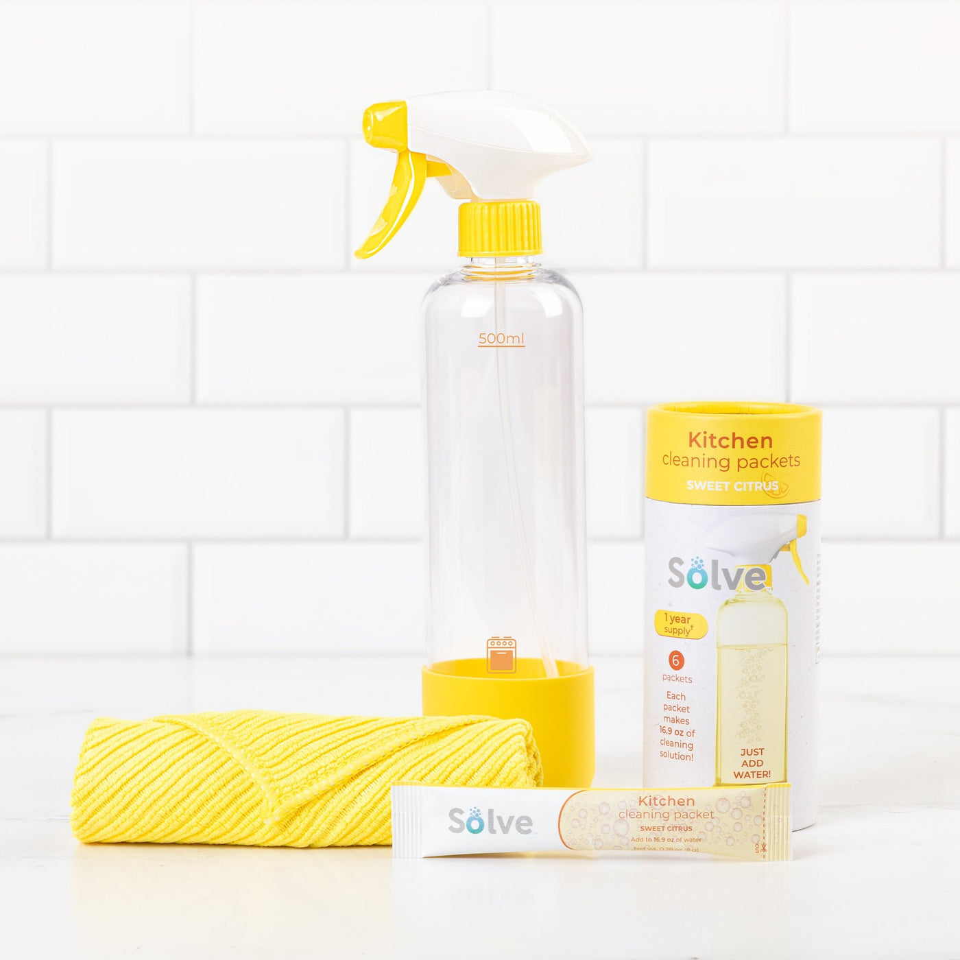 Solve™ Bottle, Cleaning Packets, & Cloth Cleaning Cloth Kit - Smart Design® 34