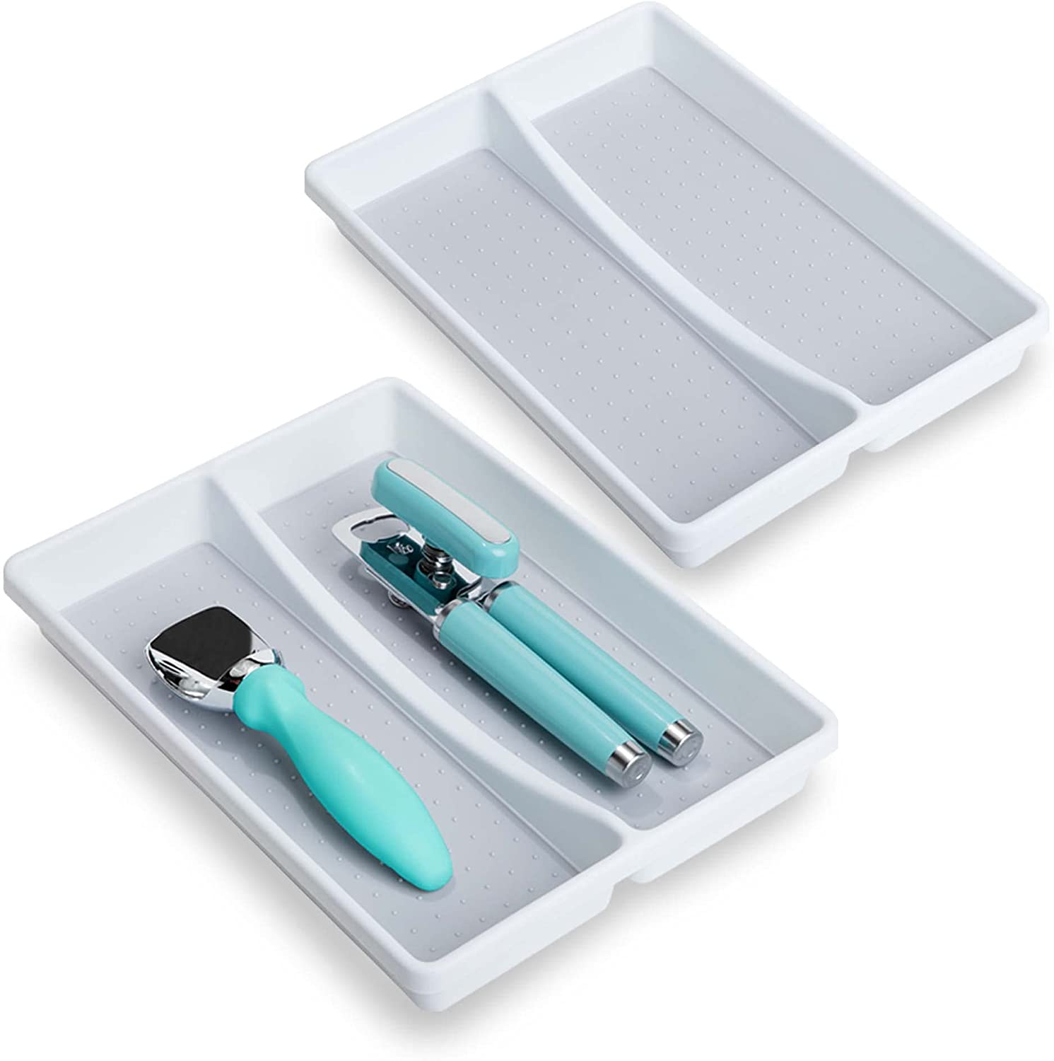 2-Compartment Plastic Drawer Organizer - White - Smart Design® 5