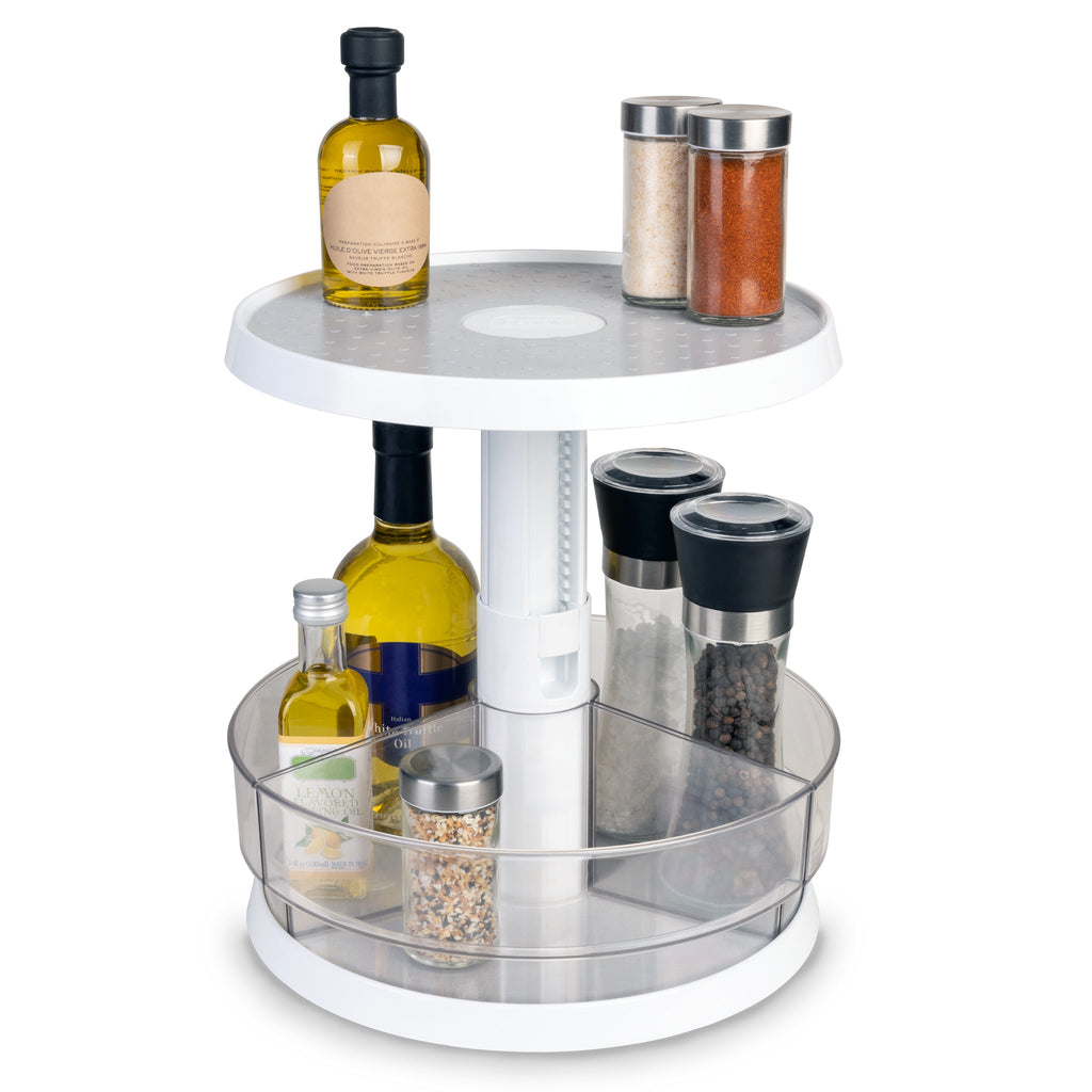 Diseño inteligente  Organizador de tocadiscos giratorio Lazy Susan de 2  niveles - 10 pulgadas – Smart Design®