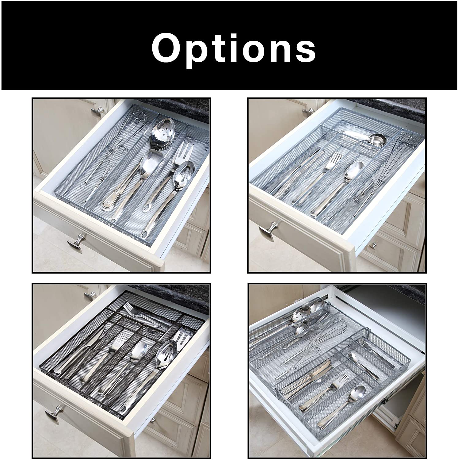 3-Compartment Mesh Drawer Organizer - Silver - Smart Design® 6