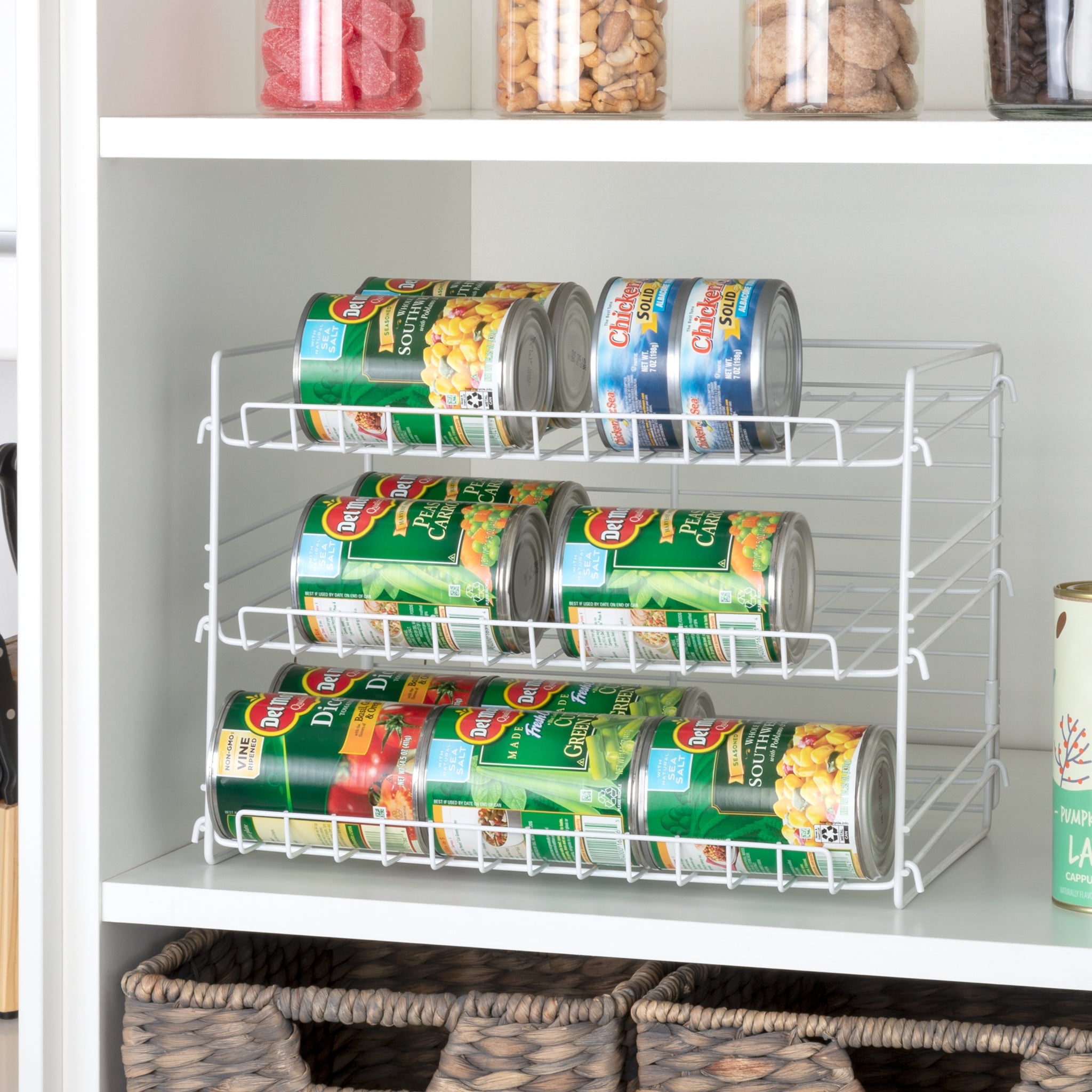 Can Goods Rack Canned Food Storage Rack 3 Tier Can Rack Organizer White | Smart