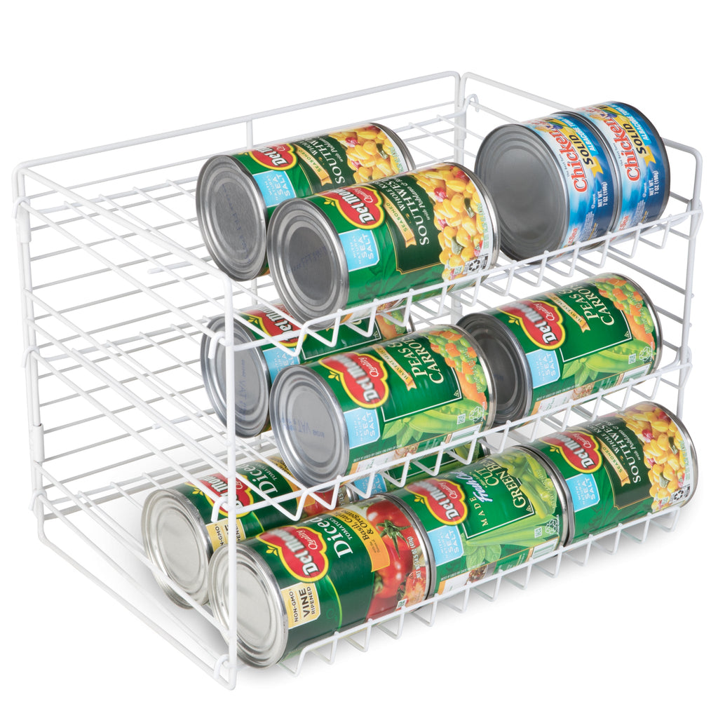 Smart Design Adjustable 3-Tier Can Organizer Rack ,White