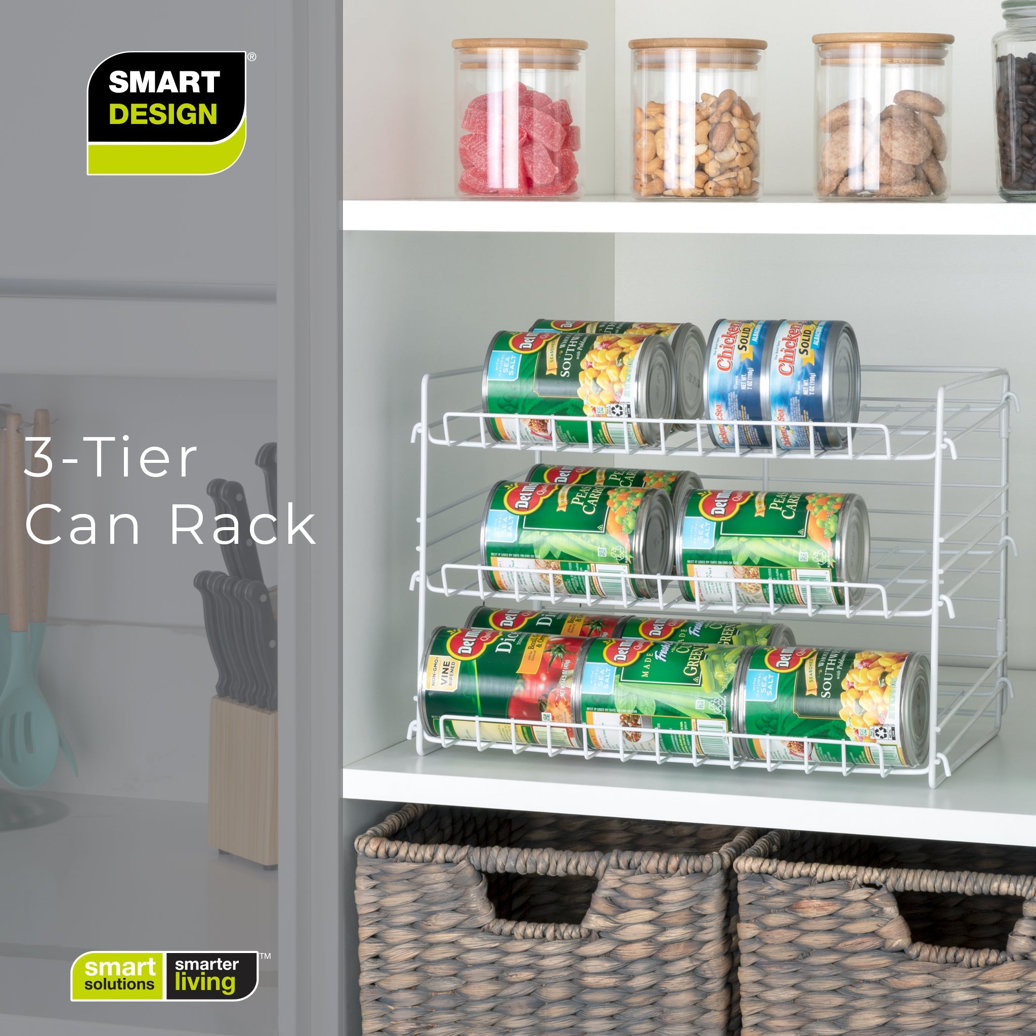3-Tier Can Rack Organizer - White - Smart Design® 6