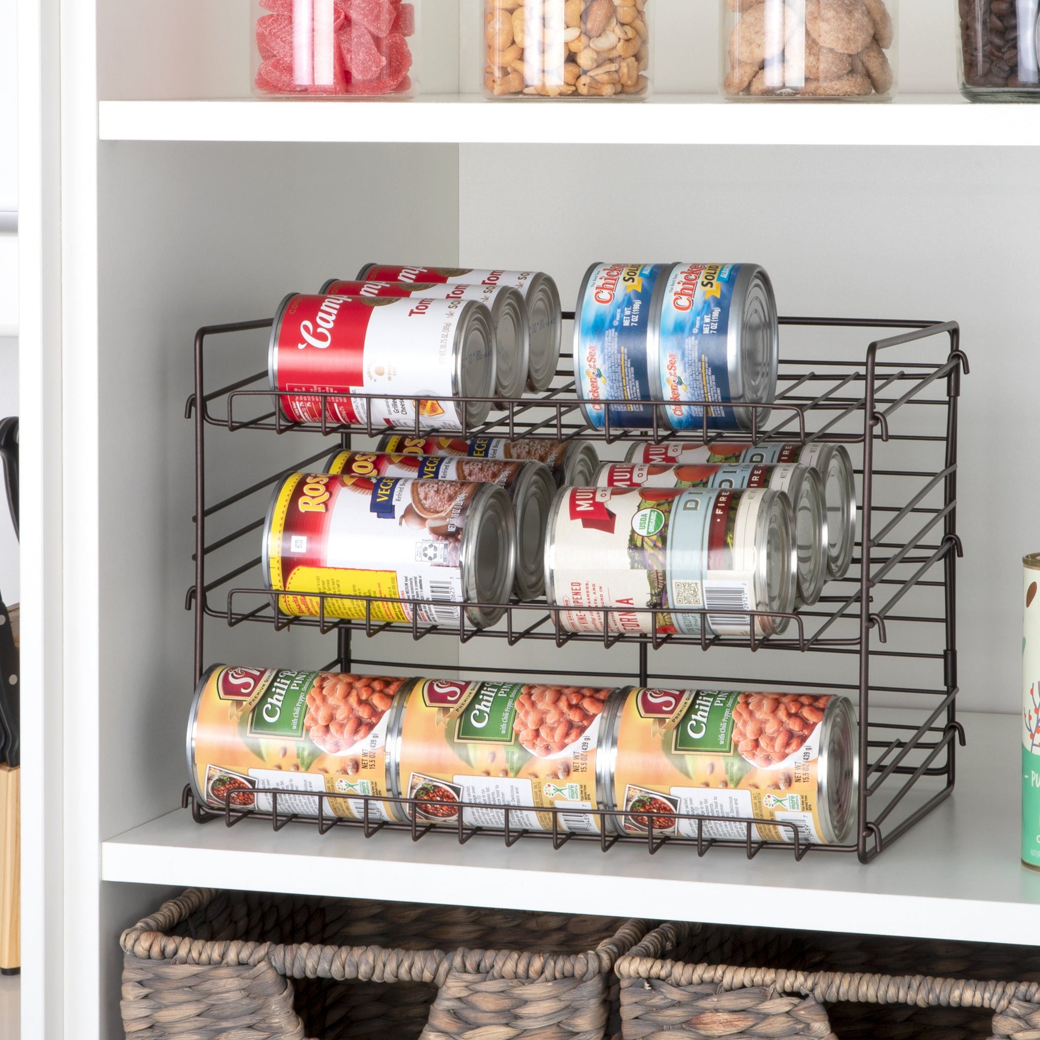 Kitchen Details 3 Tier Can Storage Organizer Rack