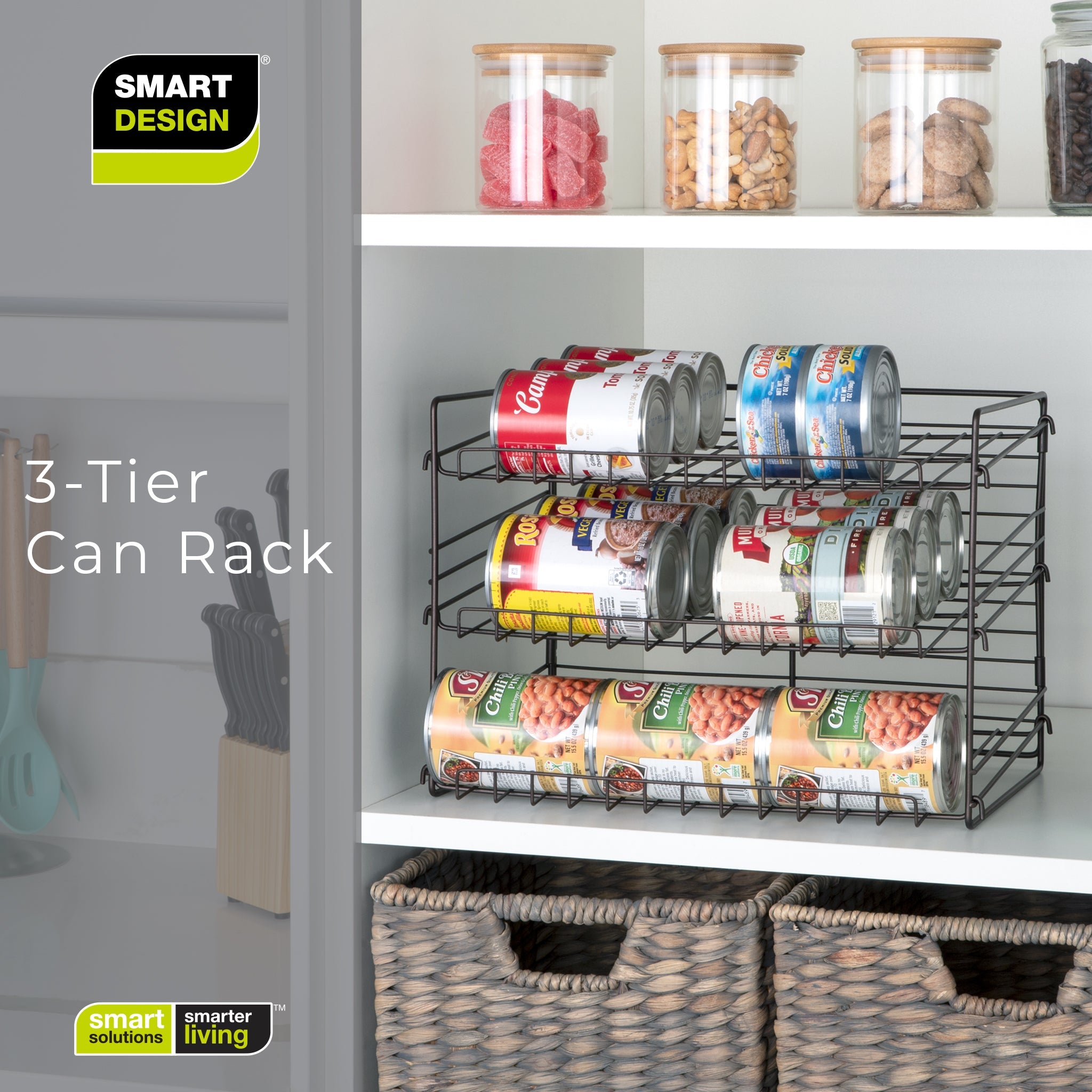 3-Tier Can Rack Organizer - White - Smart Design® 12