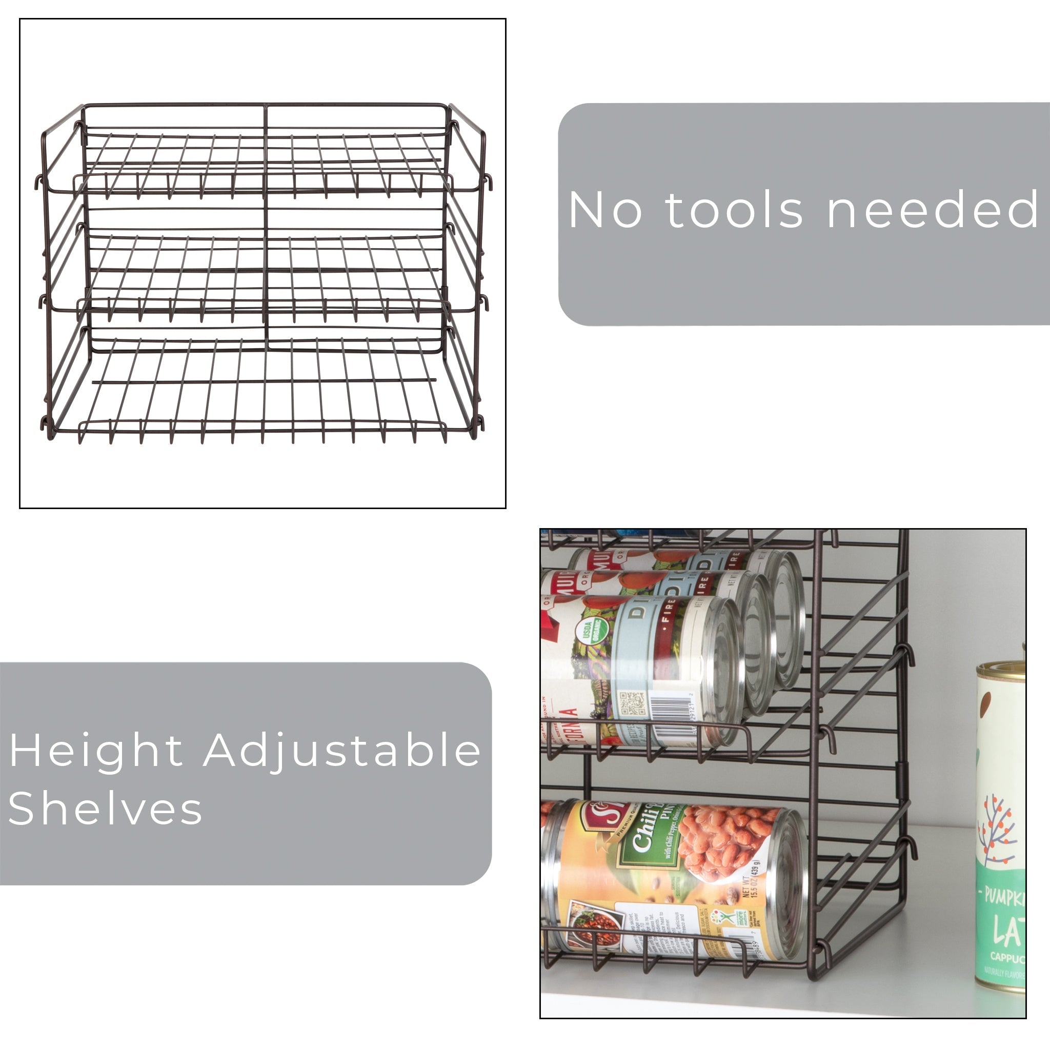 3-Tier Can Rack Organizer - White - Smart Design® 10