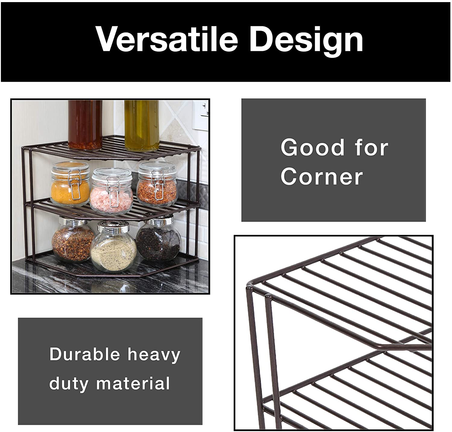 3-Tier Kitchen Corner Shelf Rack | Smart Design® Kitchen